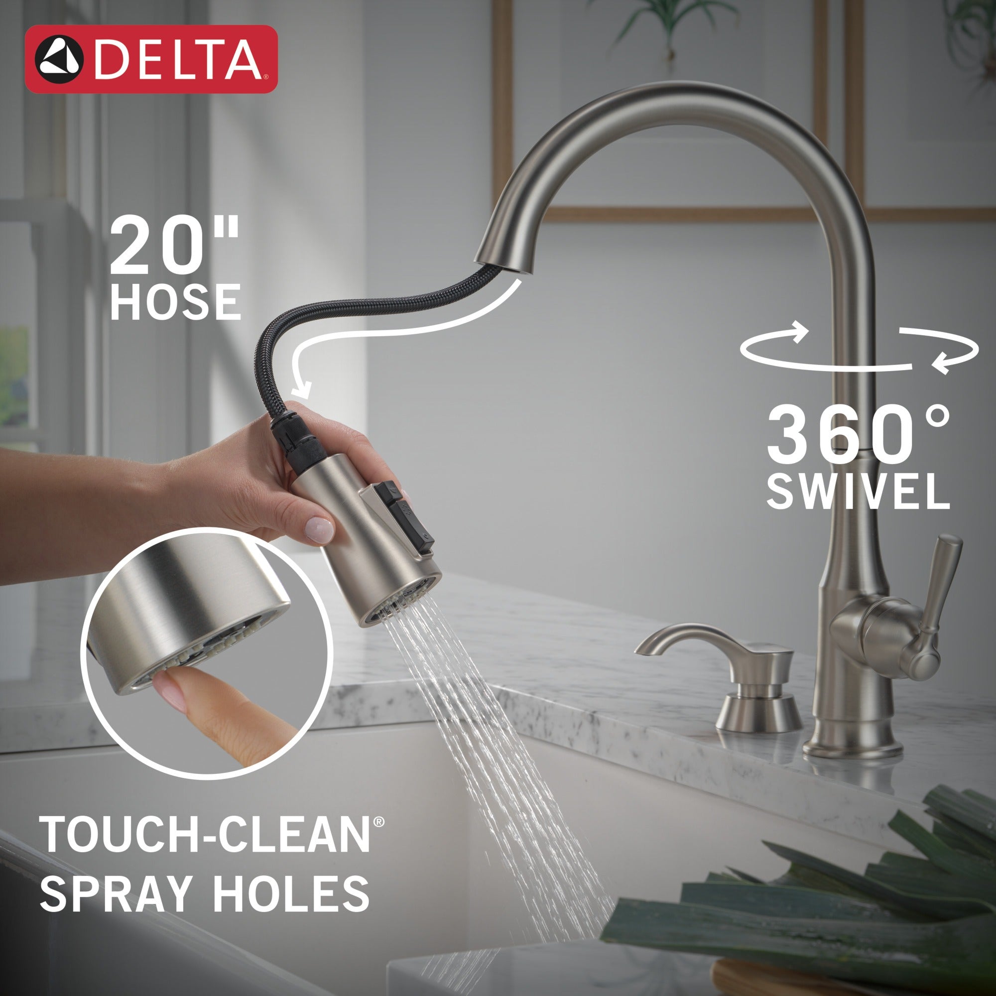 Delta Capertee™ Single Handle Pull-Down Kitchen Faucet with Soap Dispenser and ShieldSpray Technology