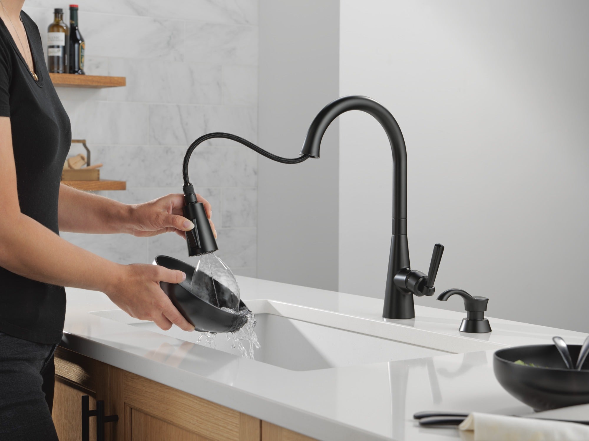 Delta Boyd™ Single Handle Pull-Down Kitchen Faucet with Soap Dispenser and ShieldSpray Technology