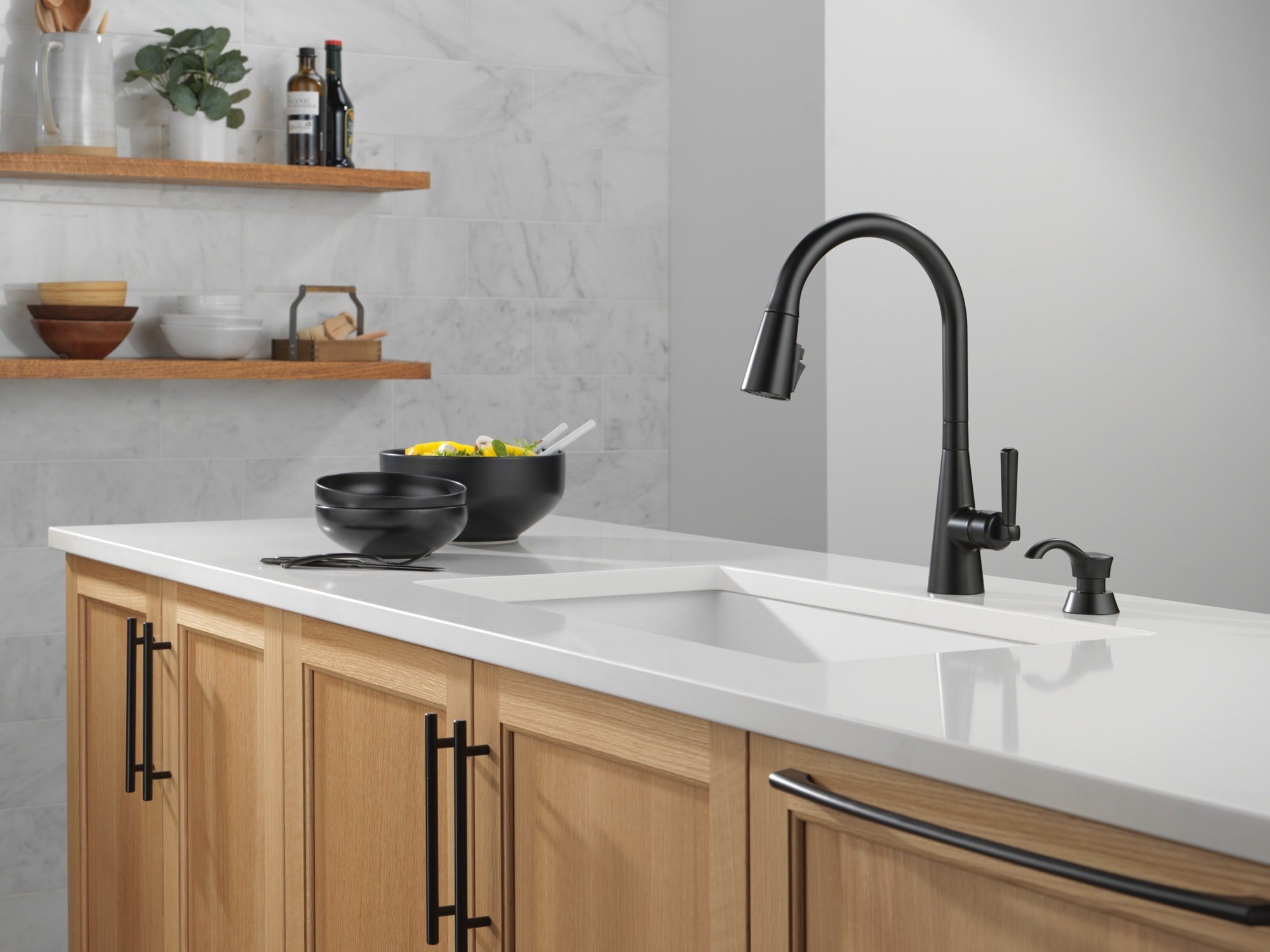 Delta Boyd™ Single Handle Pull-Down Kitchen Faucet with Soap Dispenser and ShieldSpray Technology