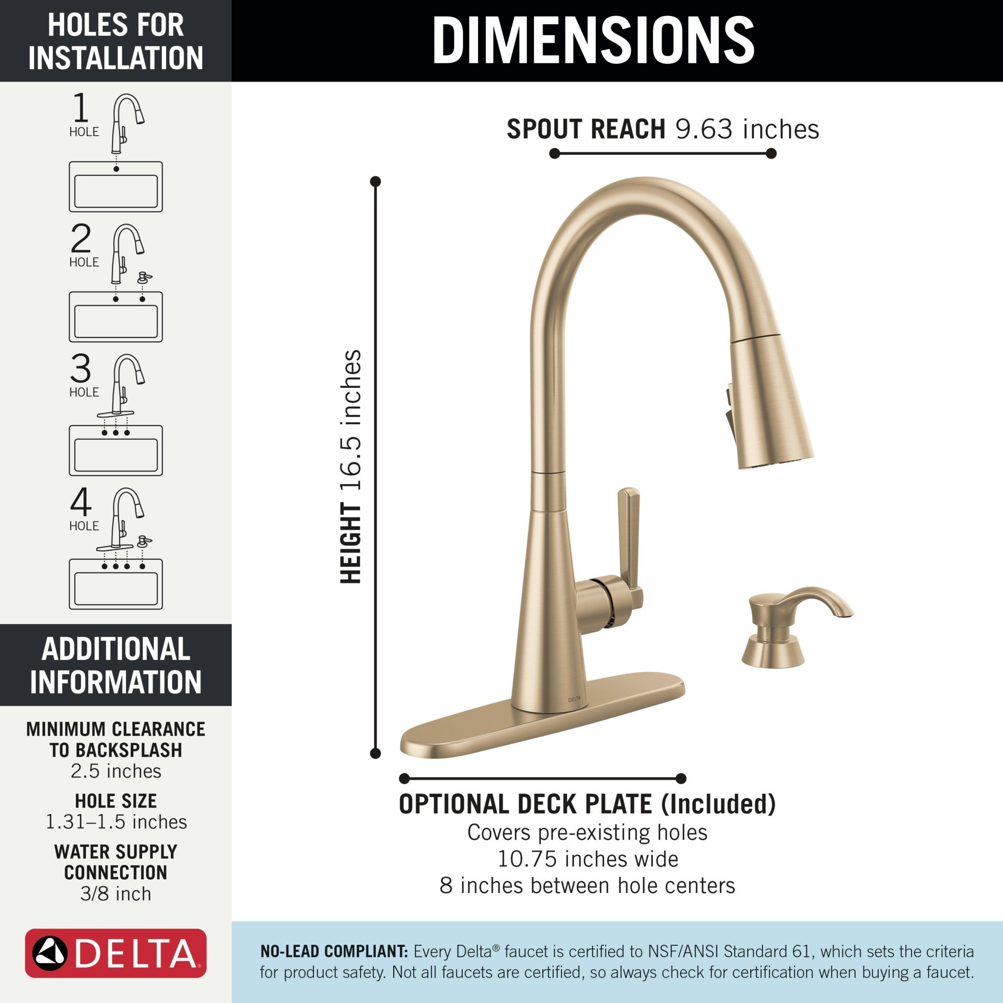 Delta Boyd™ Single Handle Pull-Down Kitchen Faucet with Soap Dispenser and ShieldSpray Technology