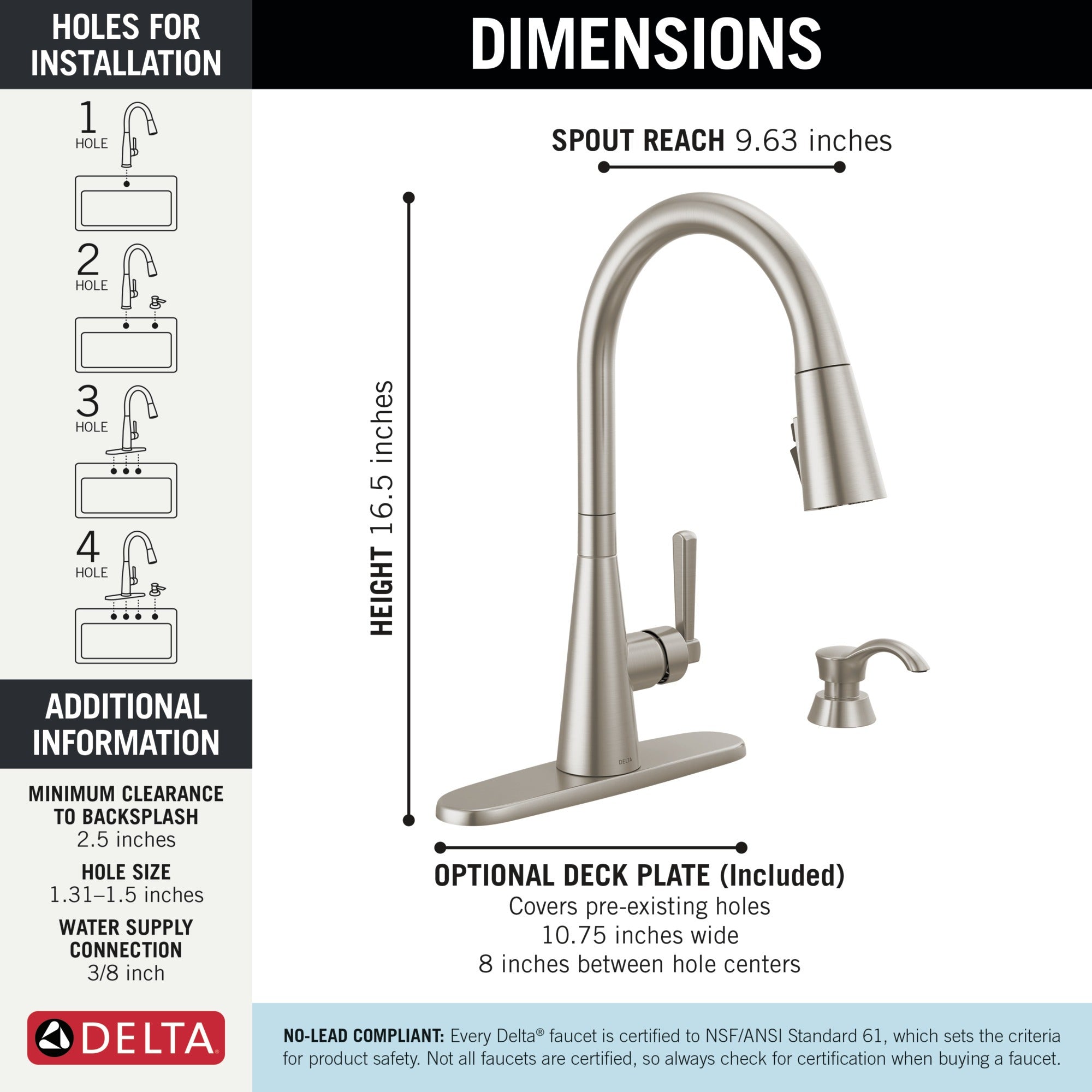 Delta Boyd™ Single Handle Pull-Down Kitchen Faucet with Soap Dispenser and ShieldSpray Technology