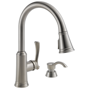Delta Lakeview® Single Handle Pull-Down Kitchen Faucet with Soap Dispenser and ShieldSpray® Technology