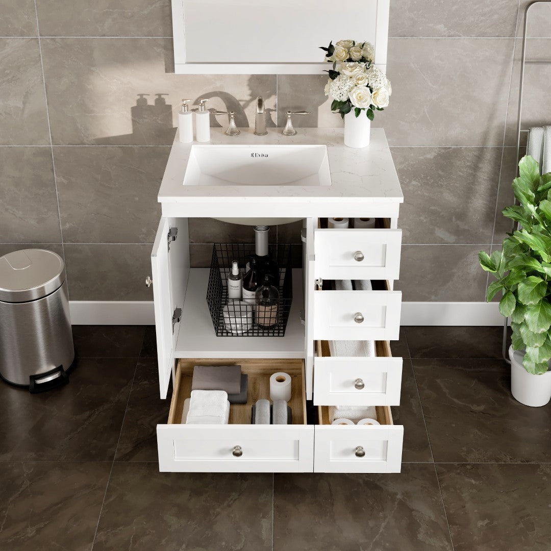 Eviva Acclaim Bath Vanity with Counter Top and Undermount Porcelain Sink (24"-30")