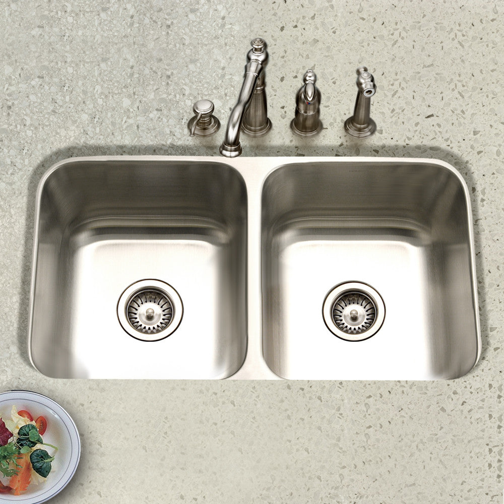 Houzer Eston 31 inch Stainless Steel Undermount 50/50 Double Bowl Kitchen Sink - STD-2100