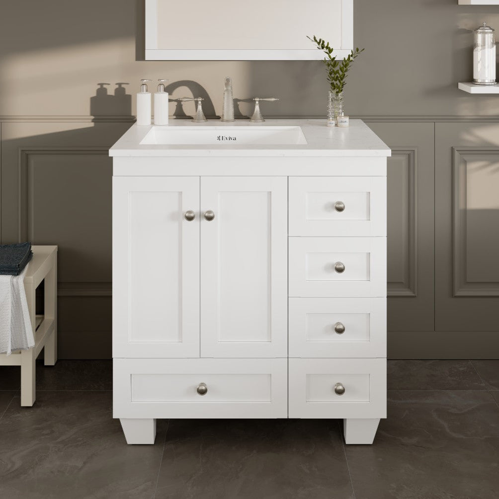 Eviva Acclaim Bath Vanity with Counter Top and Undermount Porcelain Sink (24"-30")