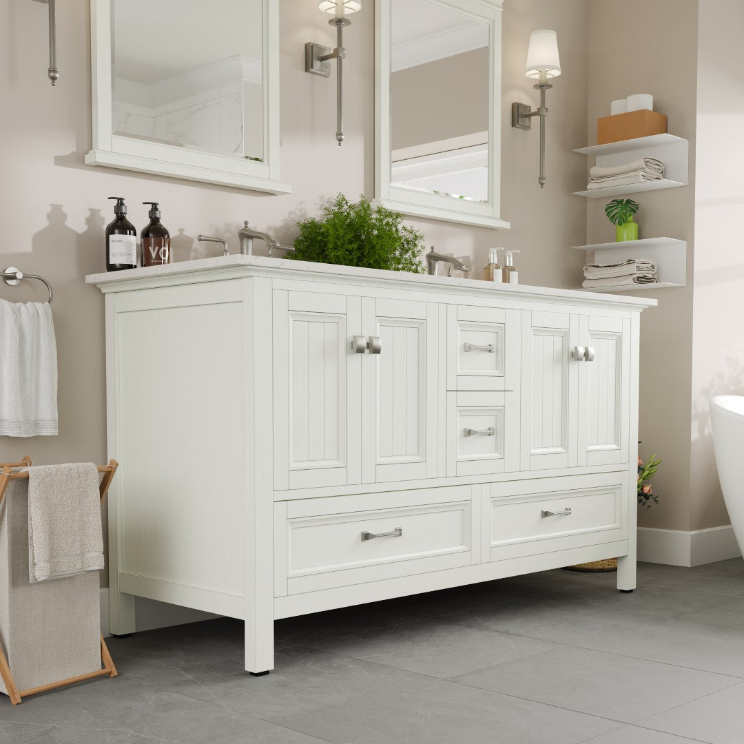 Eviva Britney Bath Vanity with Carrara Quartz Top and Undermount Porcelain Sink (24"-72")