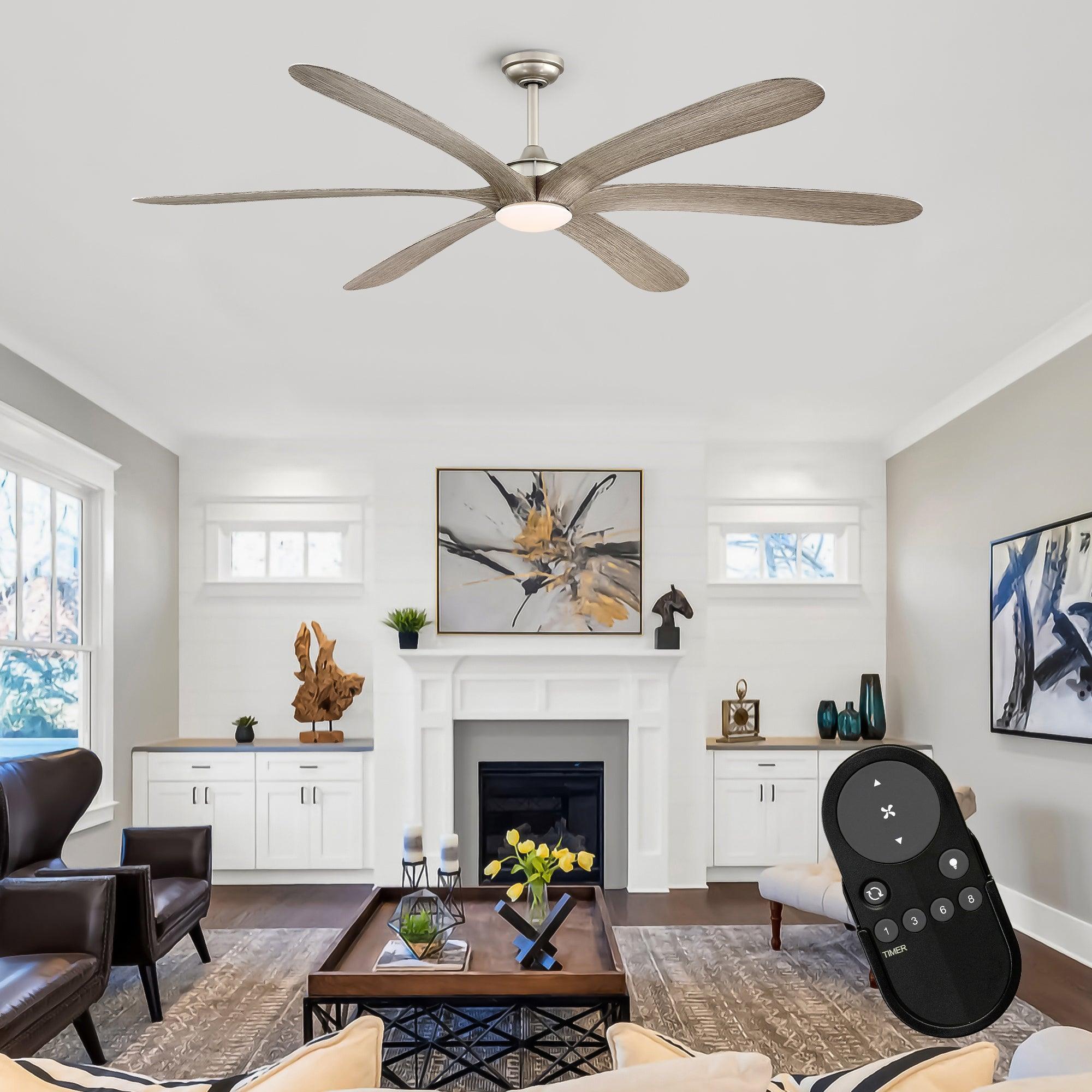 72" Jaydn Farmhouse Satin Nickel DC Motor Downrod Mount Reversible Ceiling Fan with Lighting and Remote Control