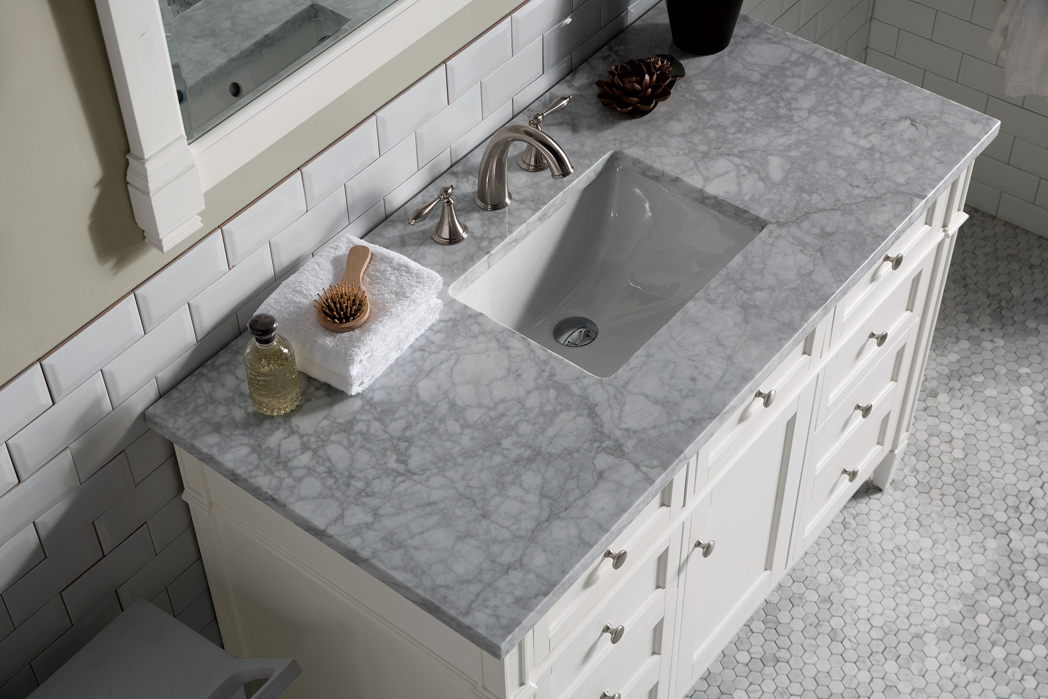 James Martin Brittany 48" Single Vanity in Bright White with 3cm Countertop