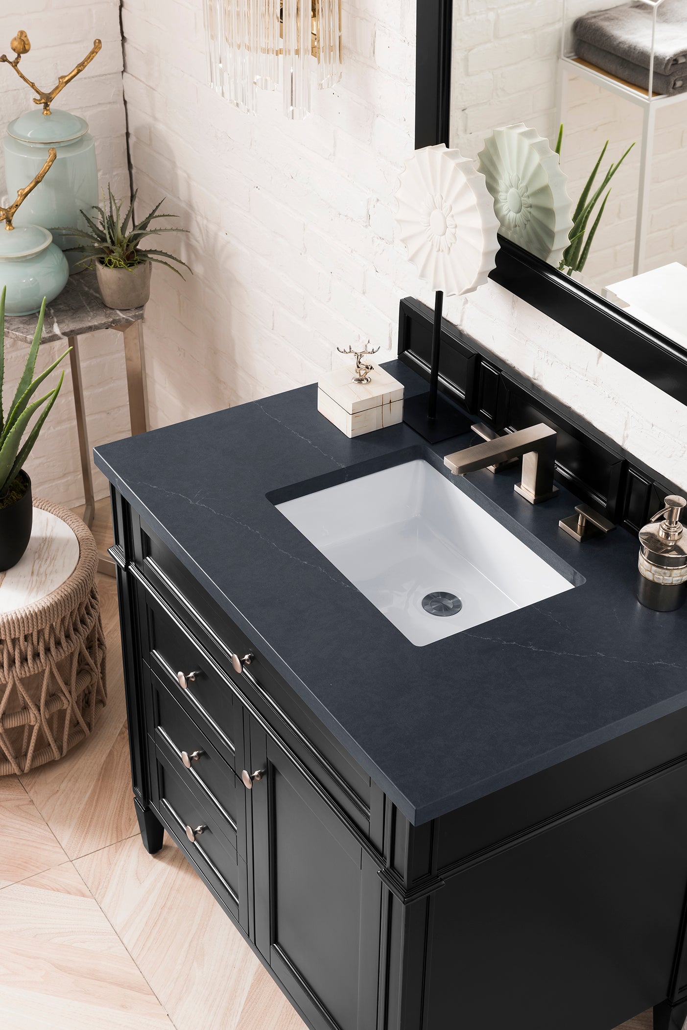 James Martin Brittany 36" Single Vanity in Black Onyx with 3cm Countertop