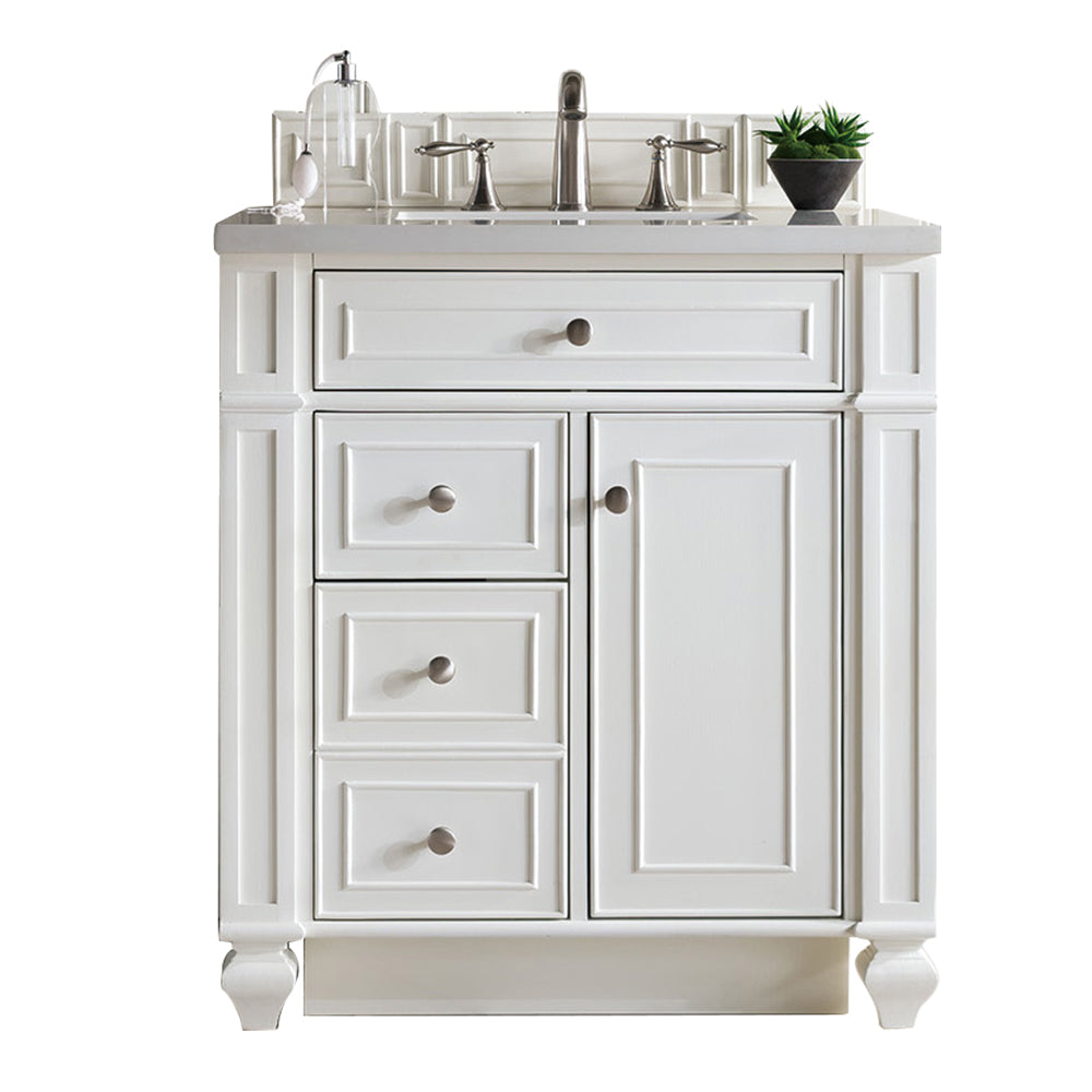 James Martin Bristol 30" Single Vanity in Bright White with 3cm Countertop