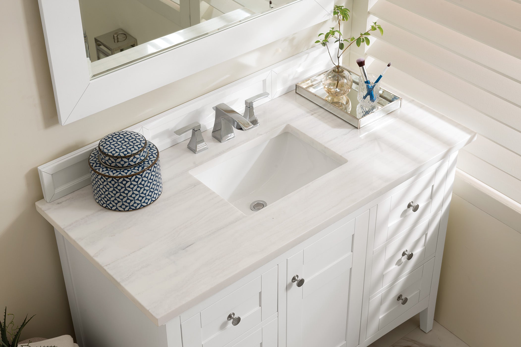 James Martin Palisades 48" Single Vanity in Bright White with 3cm Countertop