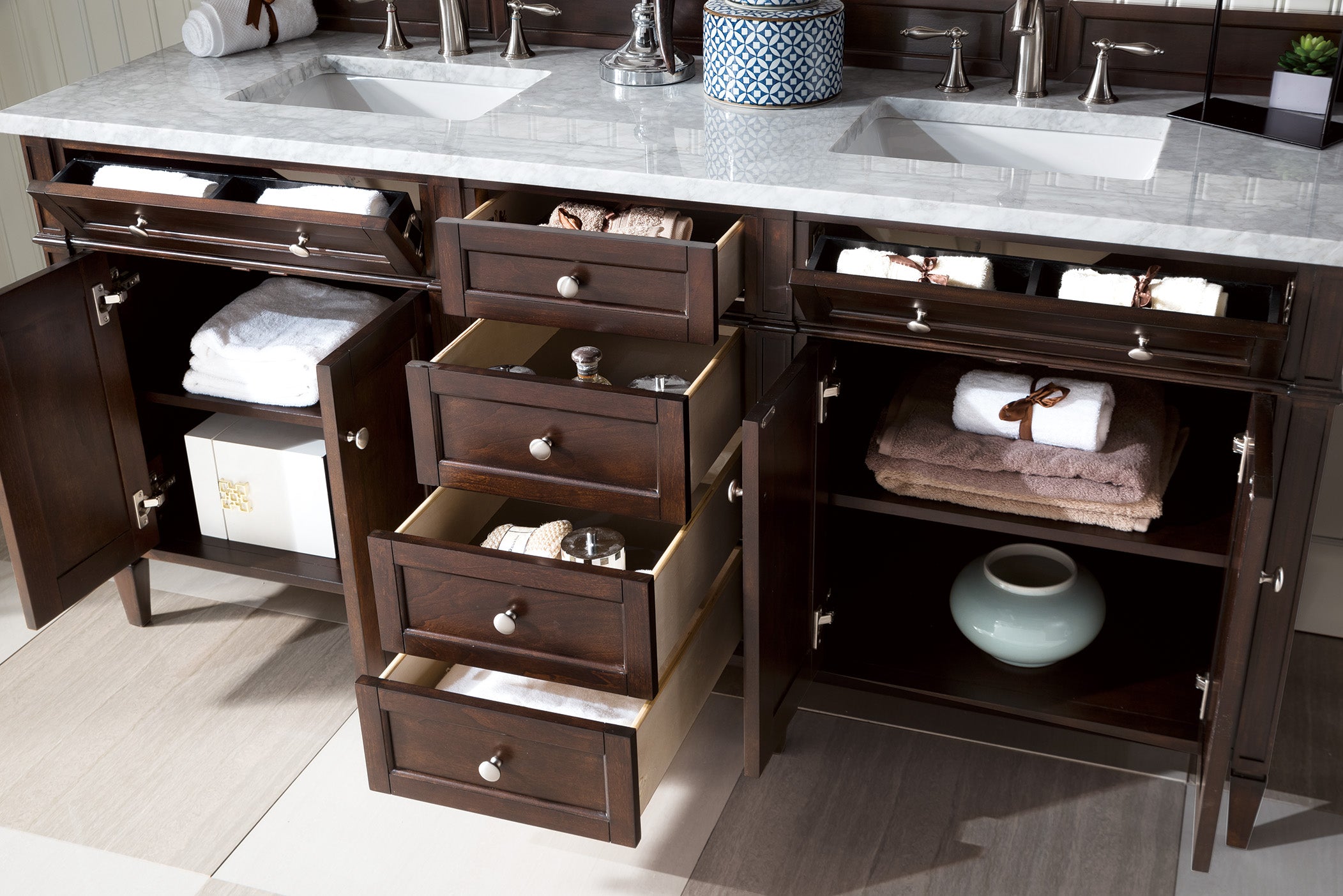 James Martin Brittany 72" Double Vanity in Burnished Mahogany with 3cm Countertop