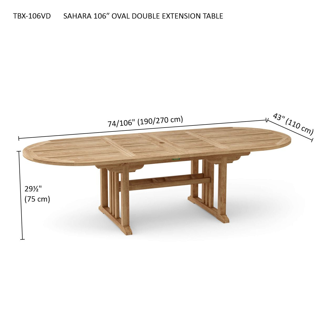 Sahara 106" Oval Double Extension Table
