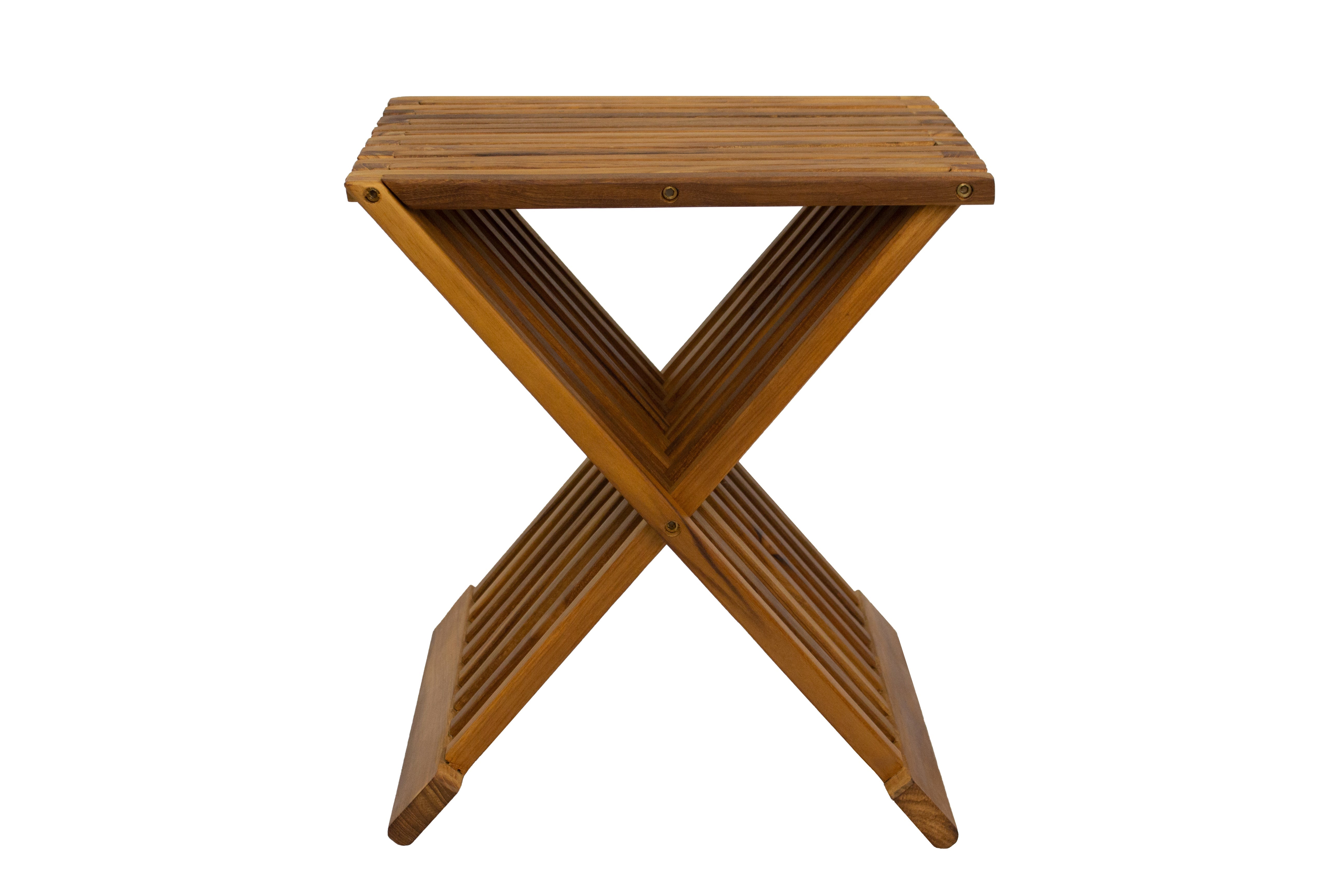 Winchester Teak Shower and Bath Folding Stool with Horizontal Slats