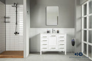 Ashley 42" White Bathroom Vanity with Quartz Top & Brushed Nickel Hardware