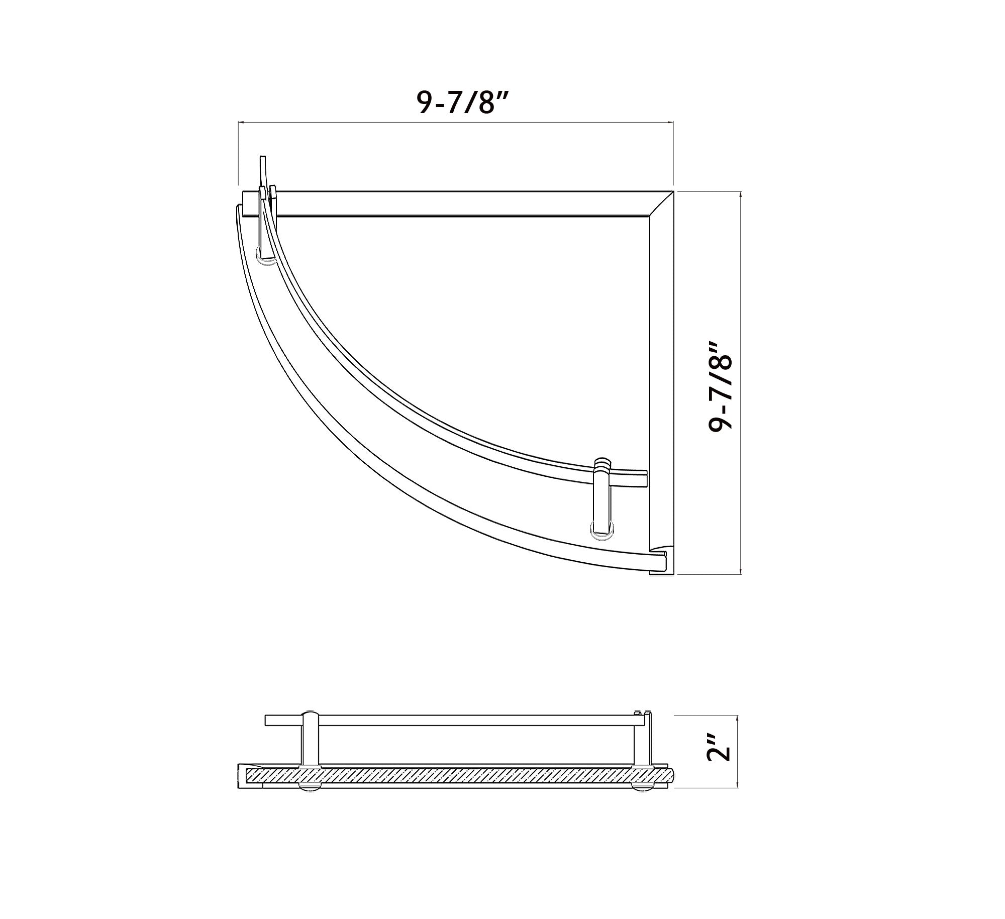 Single Corner Glass Shelf-2008 001 01