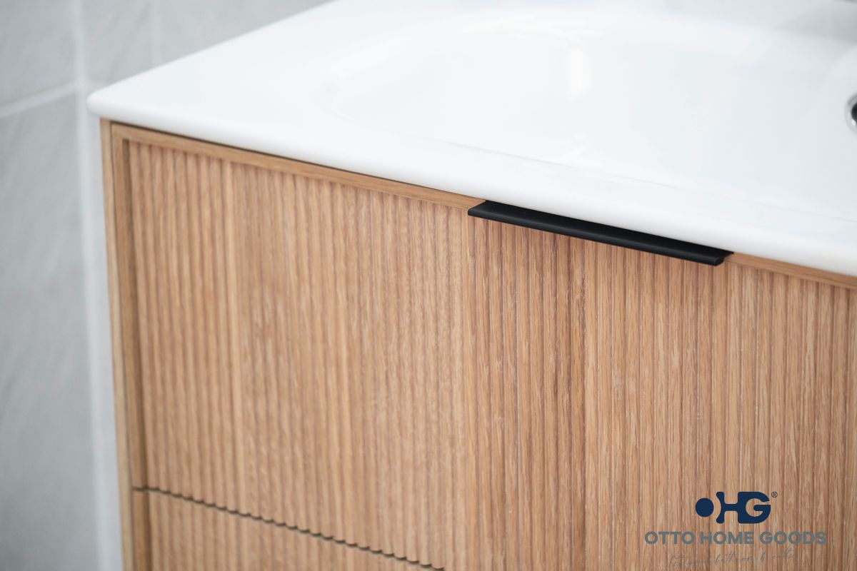 Sorrento 36" Natural Oak Floating Bathroom Vanity with Integrated Sink