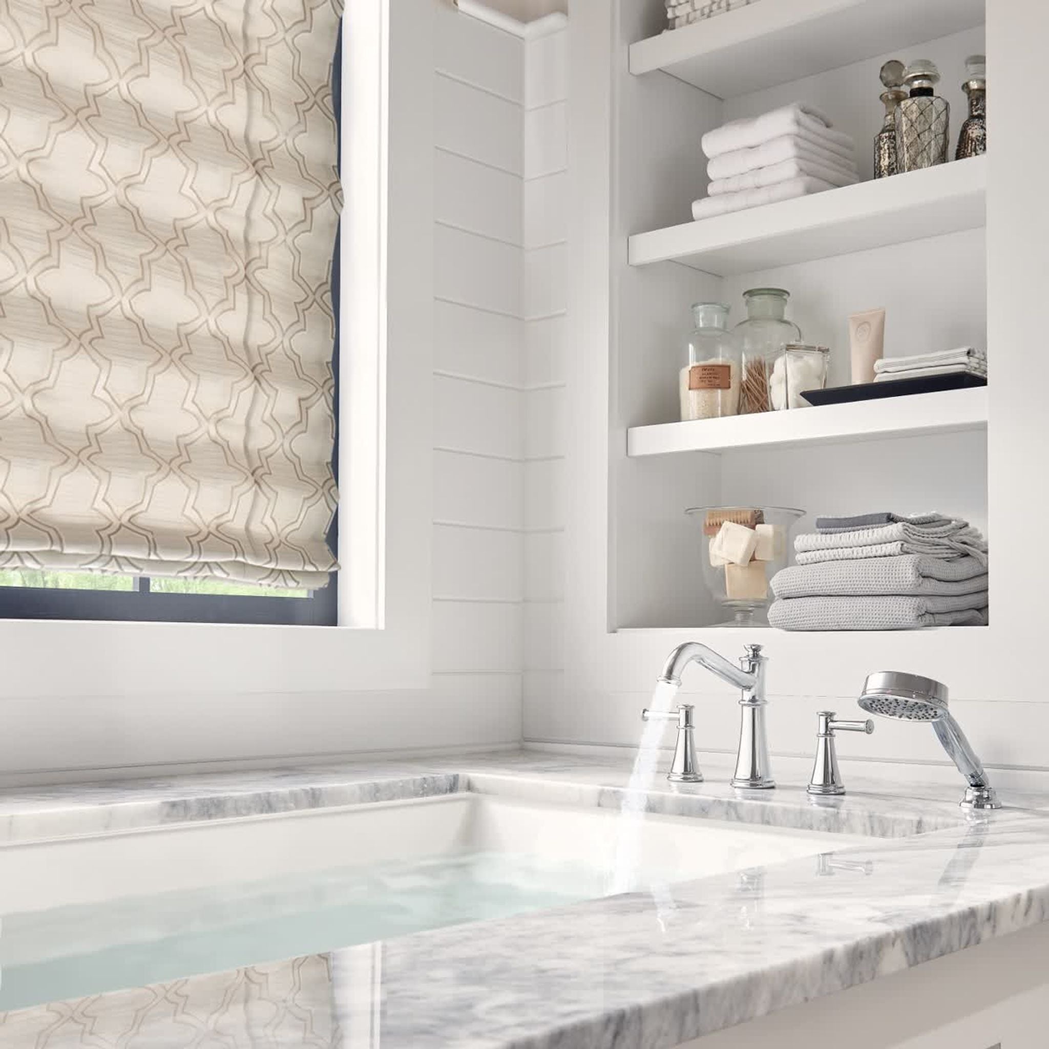Belfield Two-Handle Diverter Roman Tub Faucet including Handheld Shower