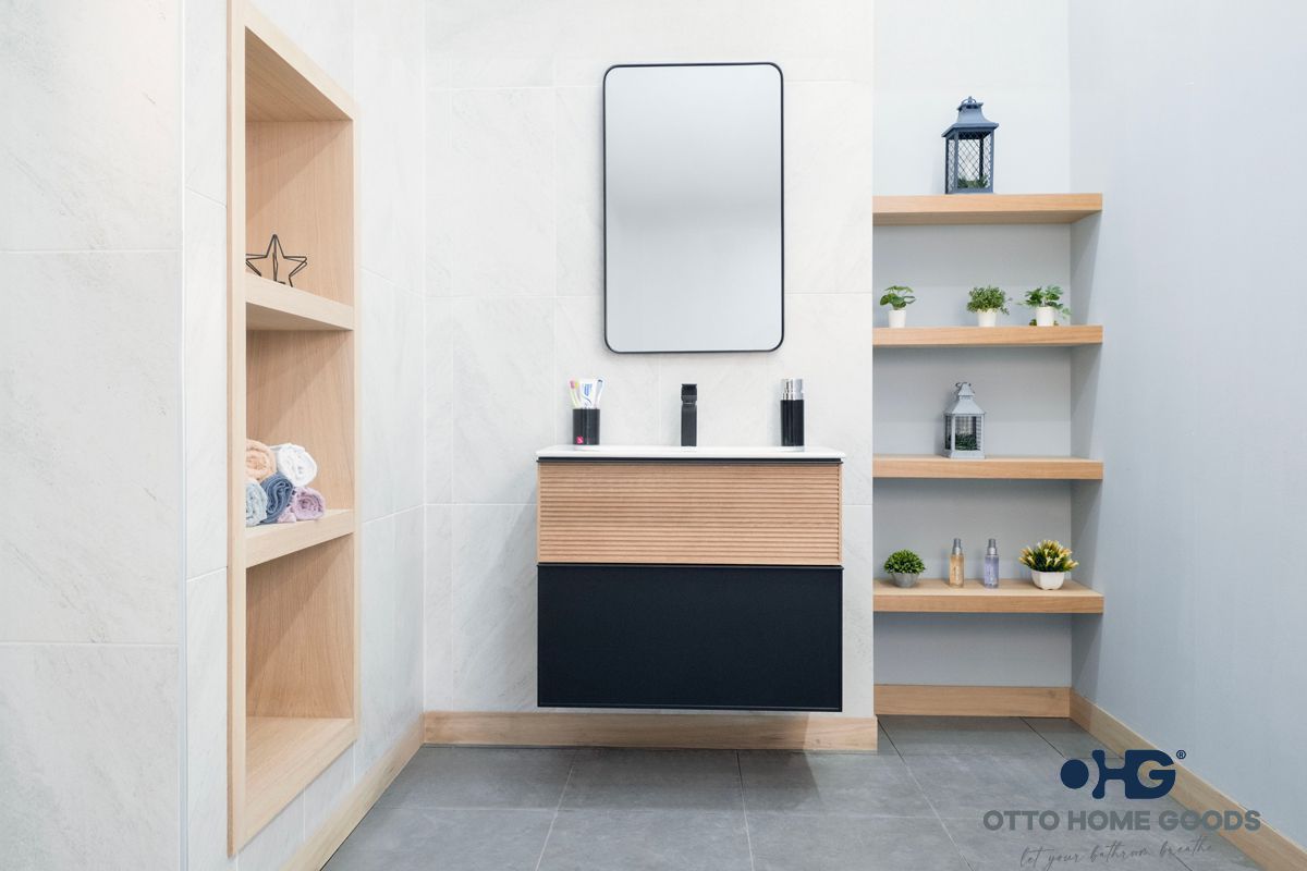 Ravello 24" Natural Black Floating Bathroom Vanity with Integrated Sink