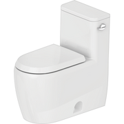 Duravit Qatego 1.28 GPF Single Flush Rimless Elongated ADA Compliant One Piece Toilet in White with HygieneGlaze, Right Lever Flush - Seat Sold Separately
