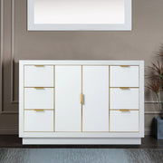 WOODBRIDGE Venice 48"x21"x33" Solid Wood Bath Vanities Cabinet Only with Drawers in White and Gold Hardware, Venice-4821-White-G