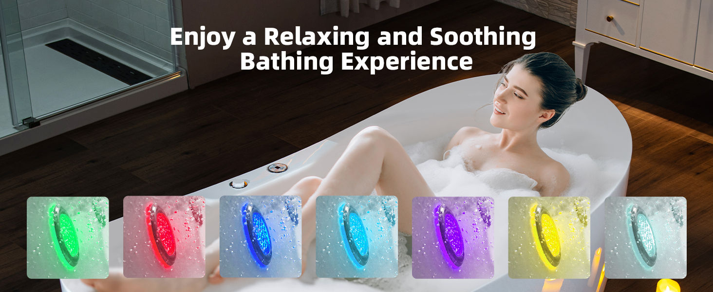 WOODBRIDGE 72" x 35-3/8" Whirlpool Water Jetted and Air Bubble Freestanding Heated Soaking Combination Bathtub with LED control panel , BJ400