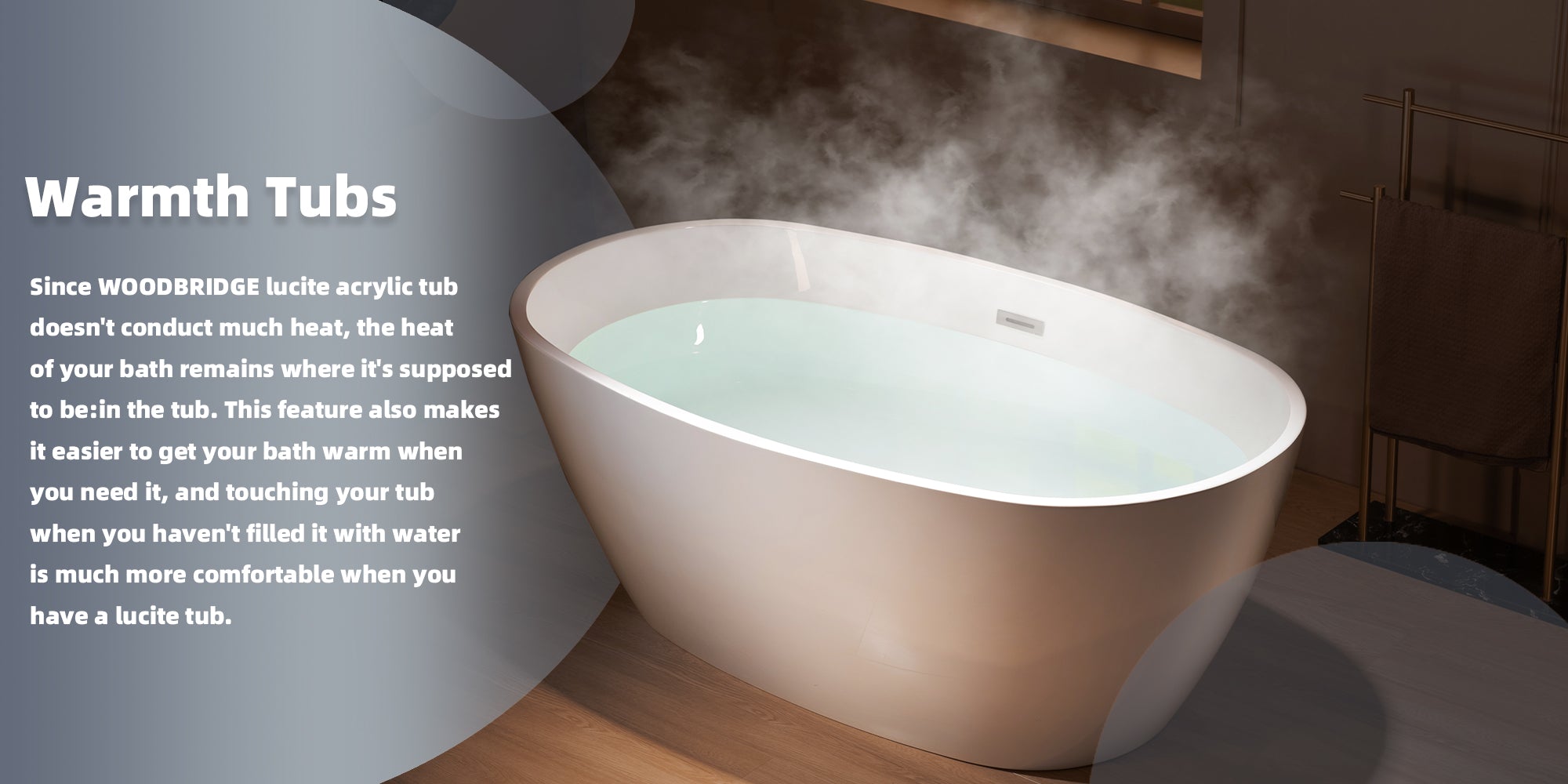 WOODBRIDGE B0016 59 Inch Acrylic Freestanding Soaking Bathtub