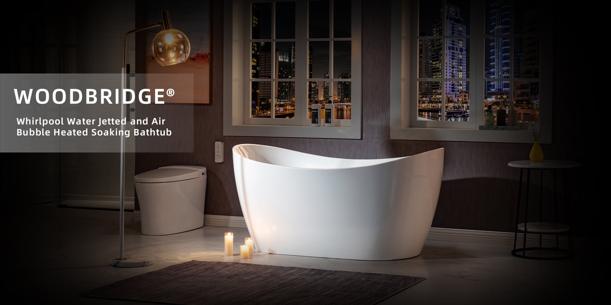 WOODBRIDGE B0016 59 Inch Acrylic Freestanding Soaking Bathtub