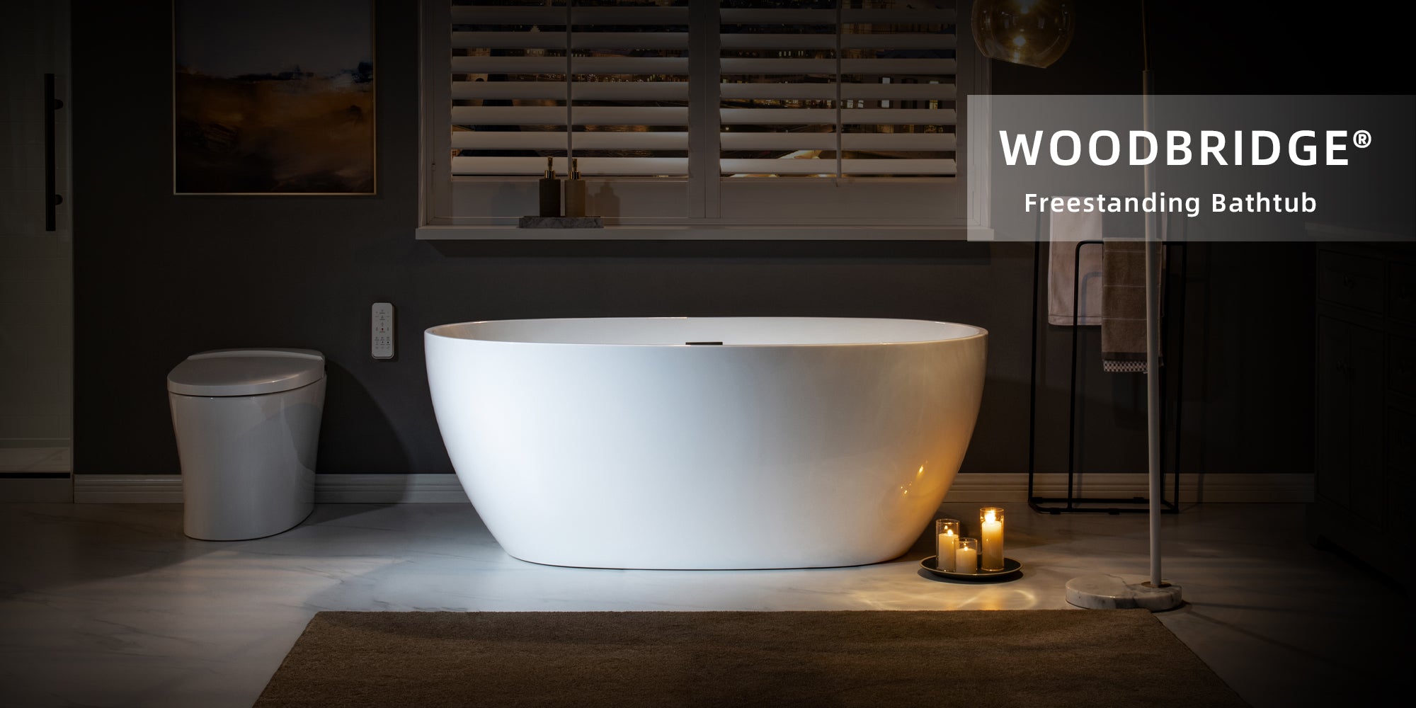 WOODBRIDGE 59" Freestanding Acrylic Soaking Tub with Drain & Overflow – B0018