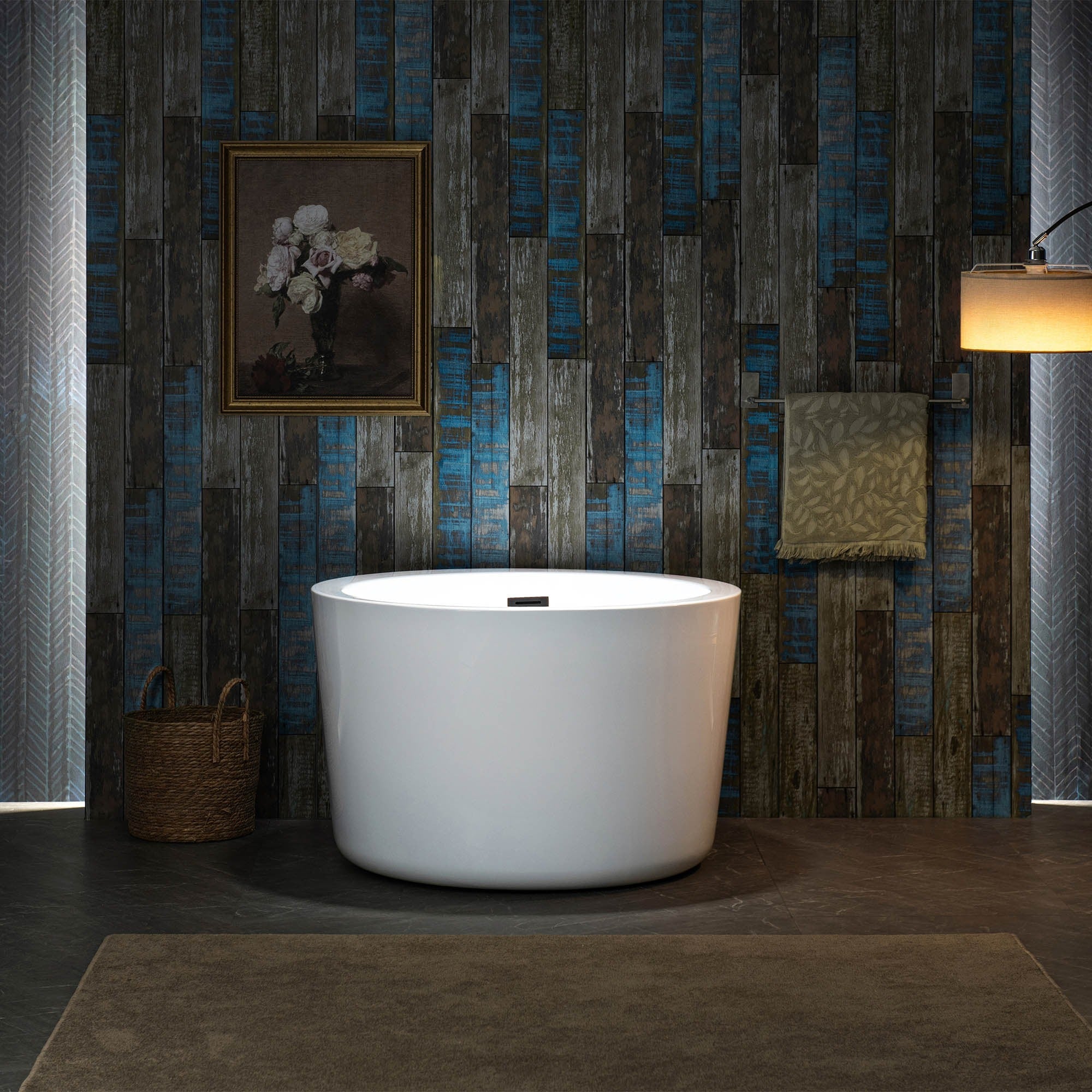 WOODBRIDGE 41" Acrylic Freestanding Round Contemporary Soaking Tub with Drain & Overflow, B0060