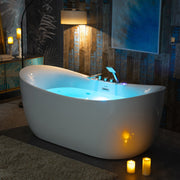 WOODBRIDGE 72" Whirlpool & Air Bubble Freestanding Heated Combination Bathtub with Tub Filler & LED Control Panel, BJ400+F0041CH