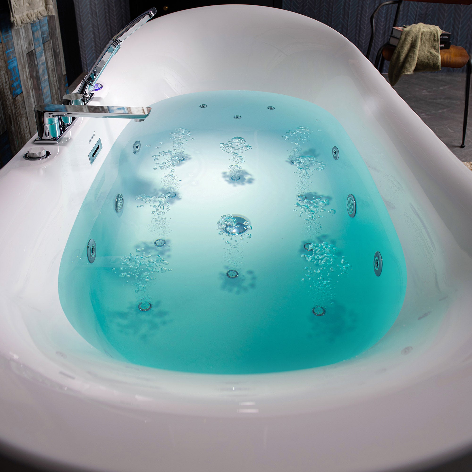 WOODBRIDGE 72" Whirlpool & Air Bubble Freestanding Heated Combination Bathtub with Tub Filler & LED Control Panel, BJ400+F0041CH