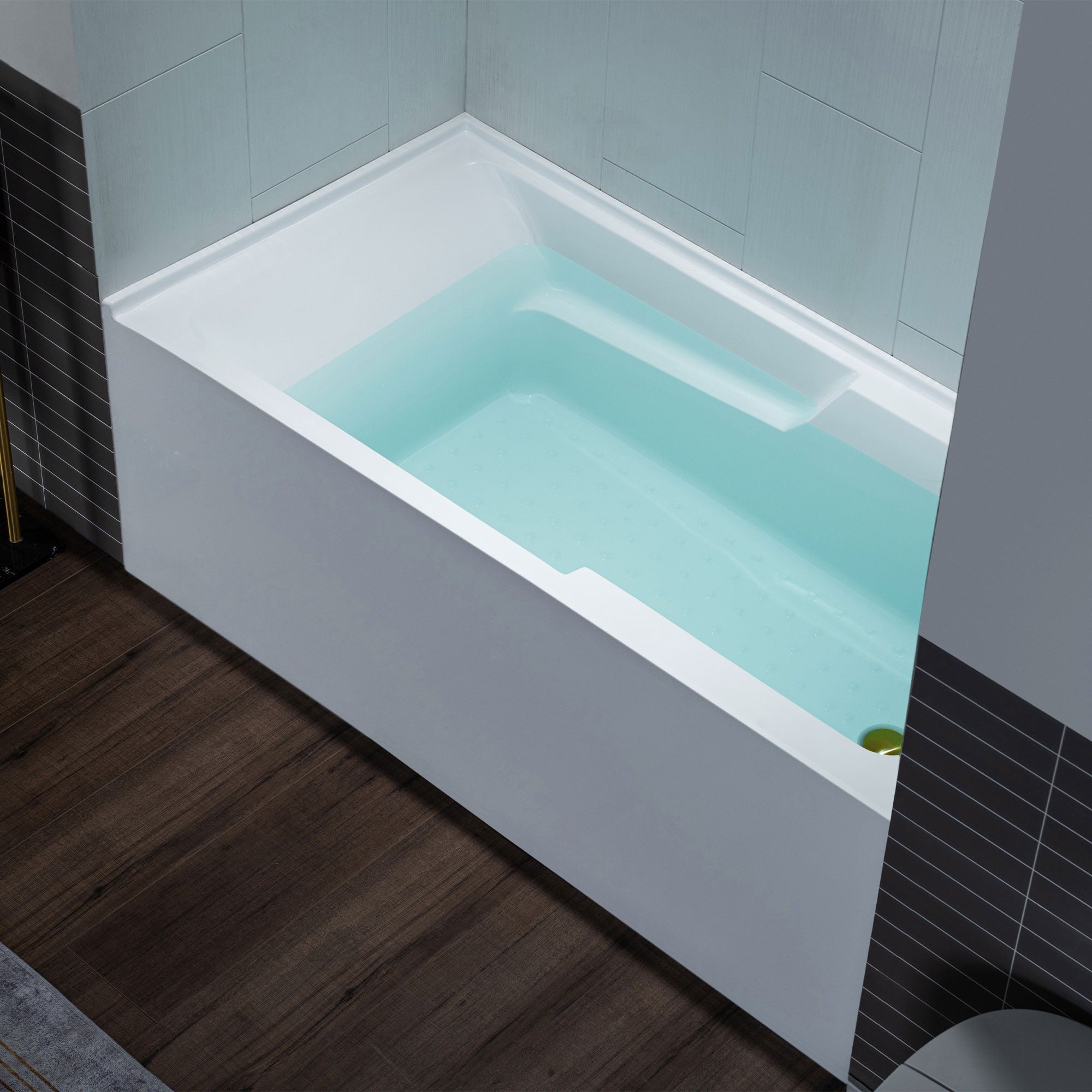 WOODBRIDGE 60" Acrylic Rectangular Alcove Soaking Bathtub with Right Drain, BA6030R