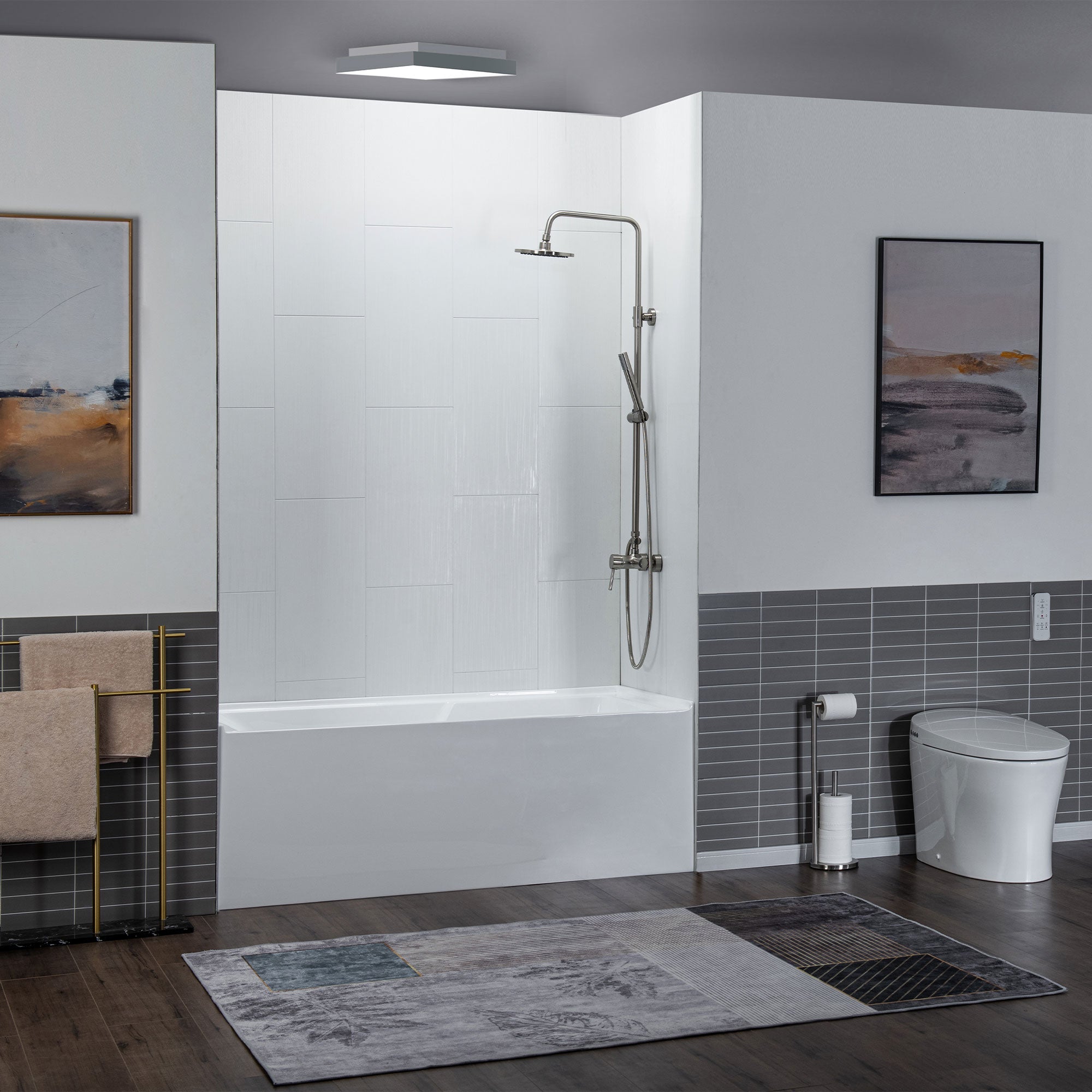 WOODBRIDGE BA5430 54 Inch Acrylic Rectangular Alcove Soaking Bathtub