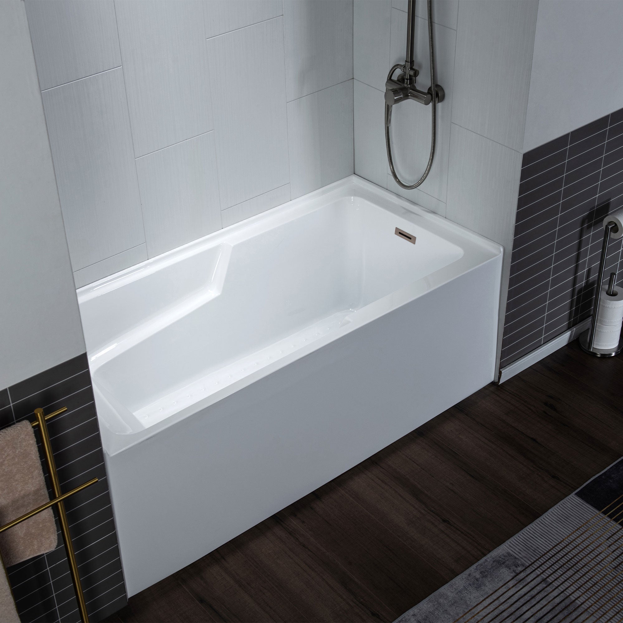 WOODBRIDGE BA5430 54 Inch Acrylic Rectangular Alcove Soaking Bathtub
