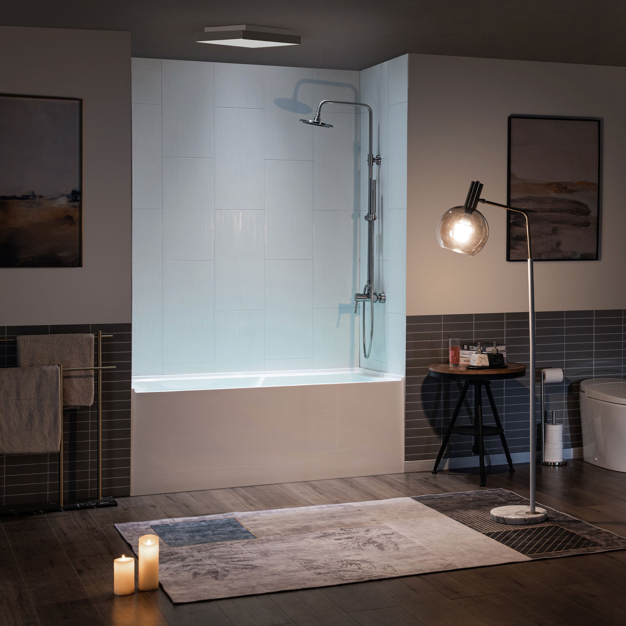 WOODBRIDGE BA5430 54 Inch Acrylic Rectangular Alcove Soaking Bathtub