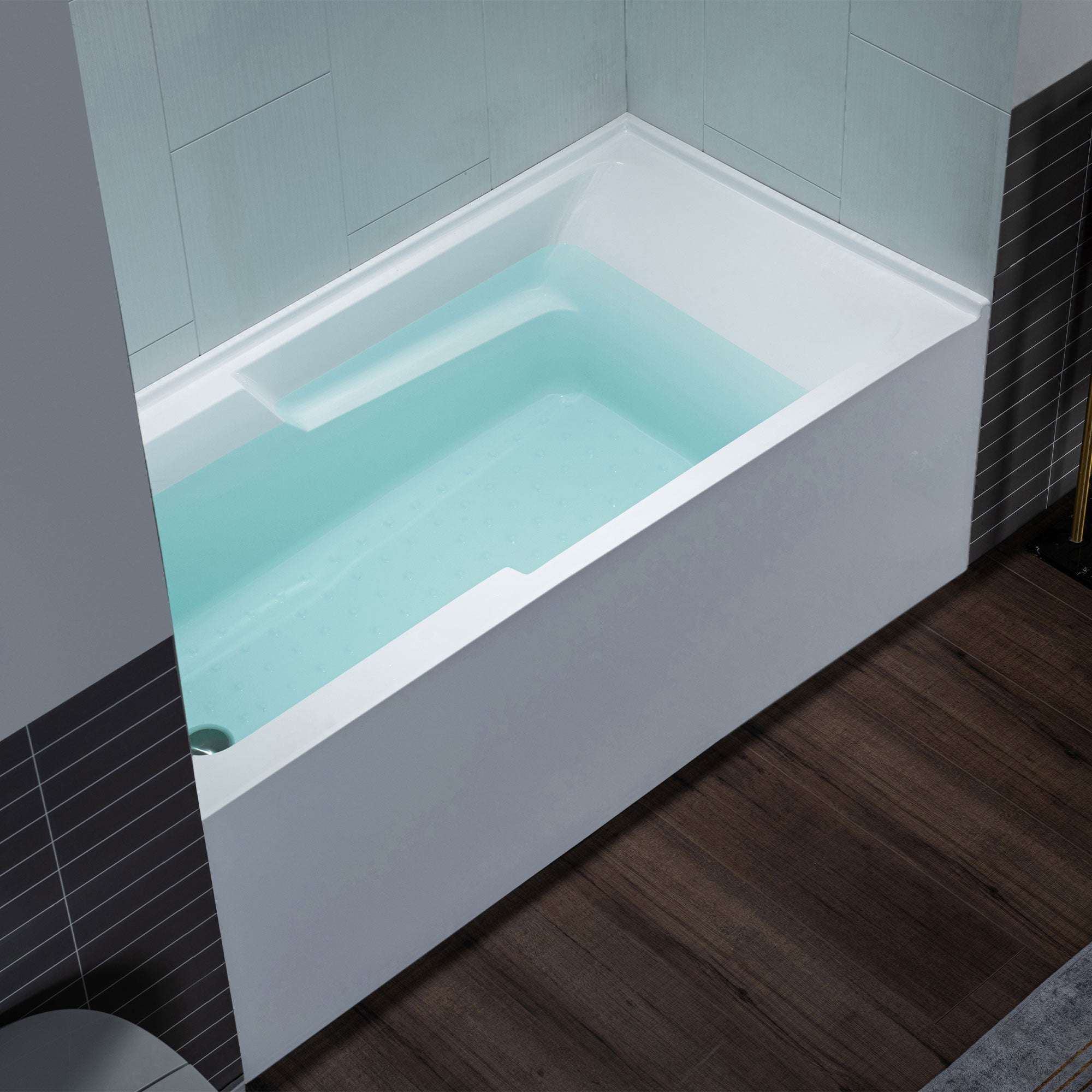 WOODBRIDGE BA5430 54 Inch Acrylic Rectangular Alcove Soaking Bathtub