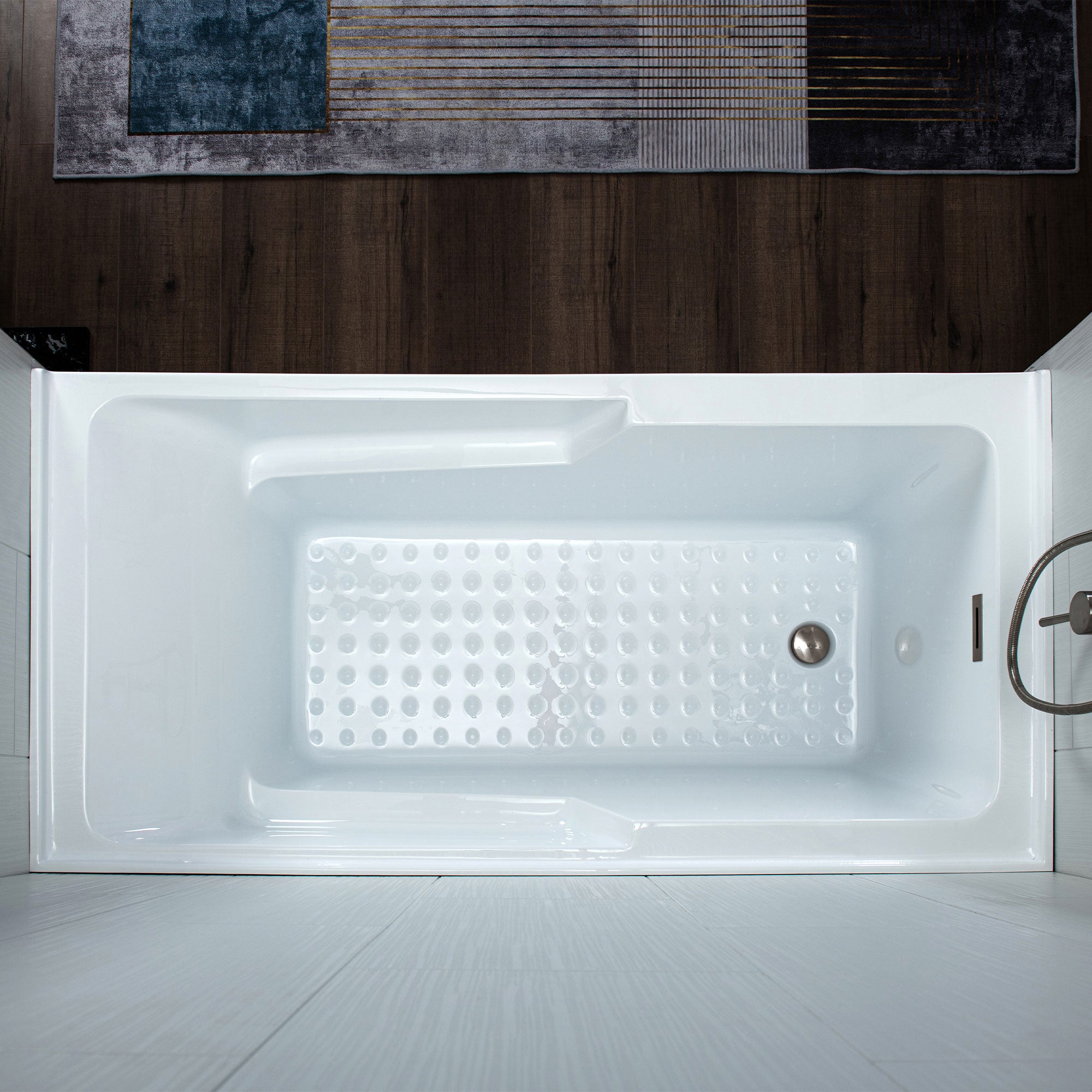 WOODBRIDGE BA5430 54 Inch Acrylic Rectangular Alcove Soaking Bathtub