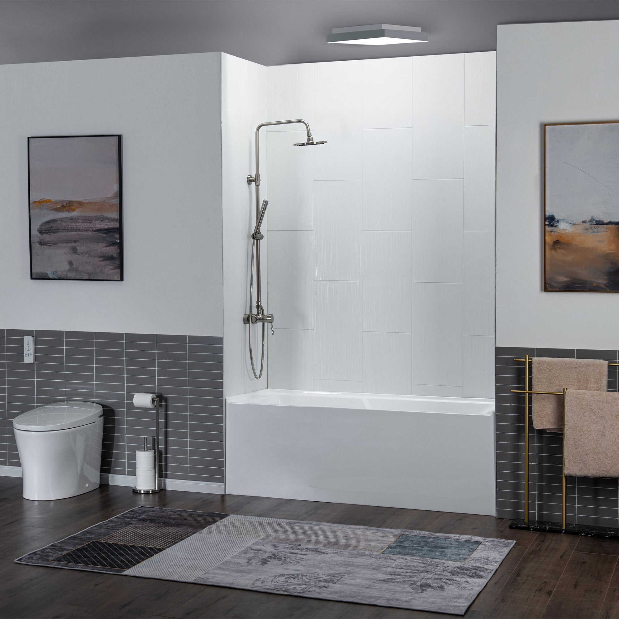 WOODBRIDGE BA5430 54 Inch Acrylic Rectangular Alcove Soaking Bathtub