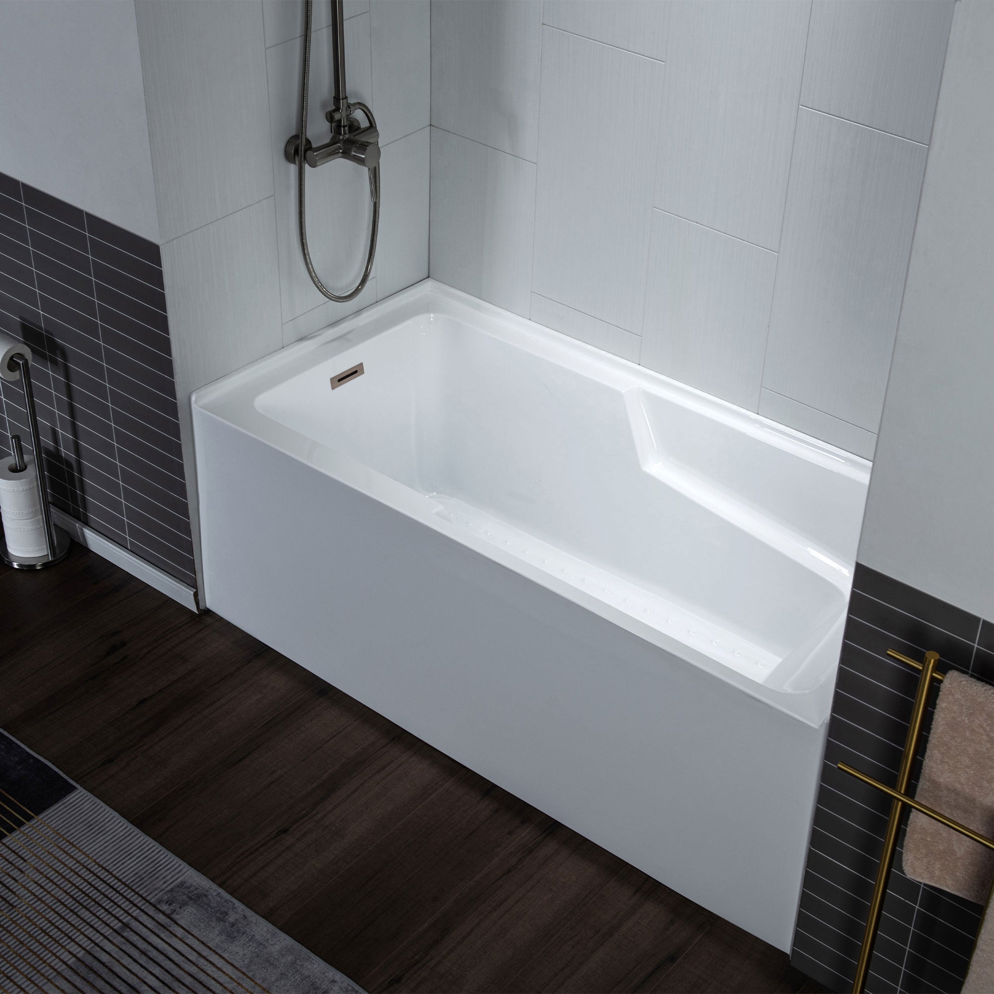 WOODBRIDGE BA5430 54 Inch Acrylic Rectangular Alcove Soaking Bathtub
