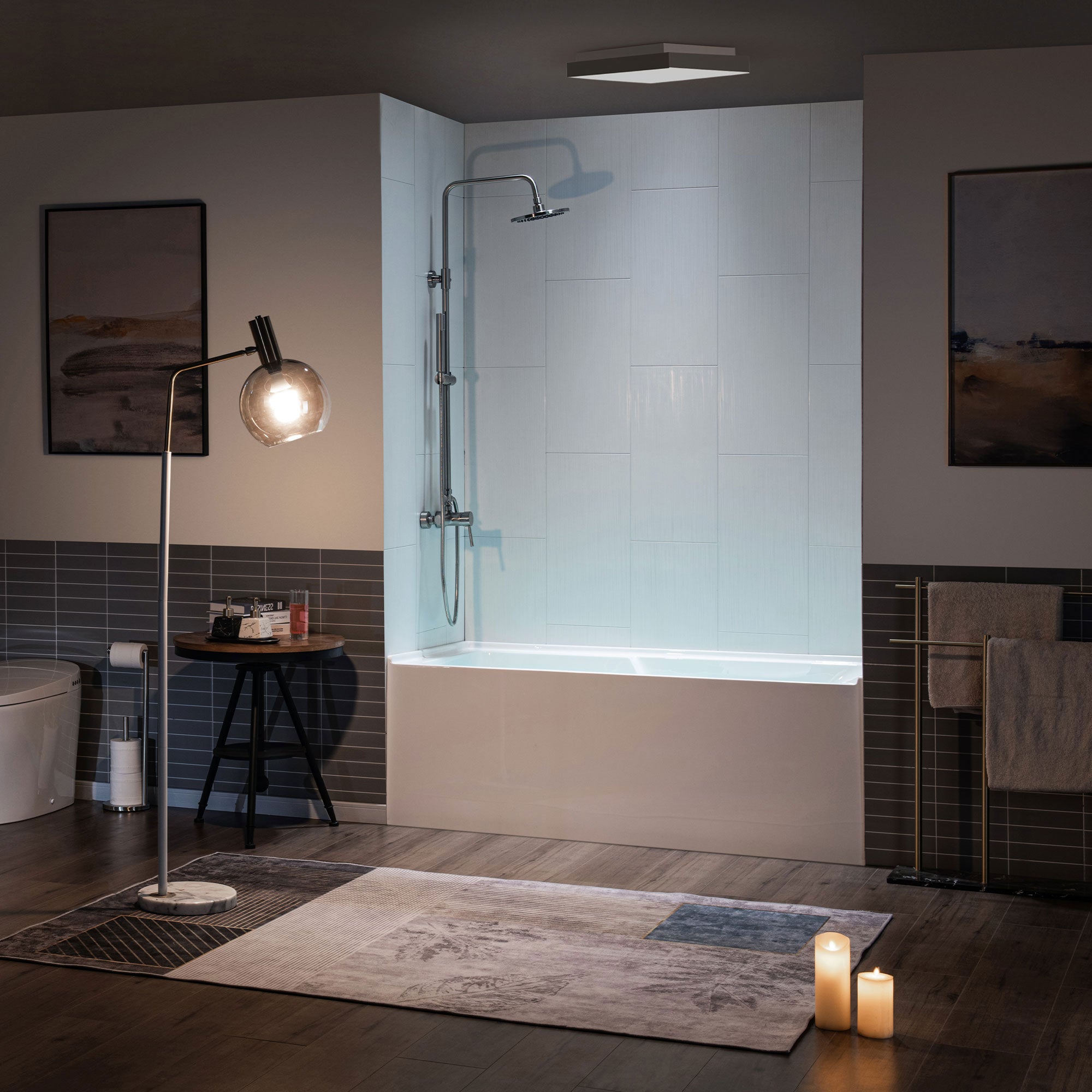 WOODBRIDGE BA5430 54 Inch Acrylic Rectangular Alcove Soaking Bathtub