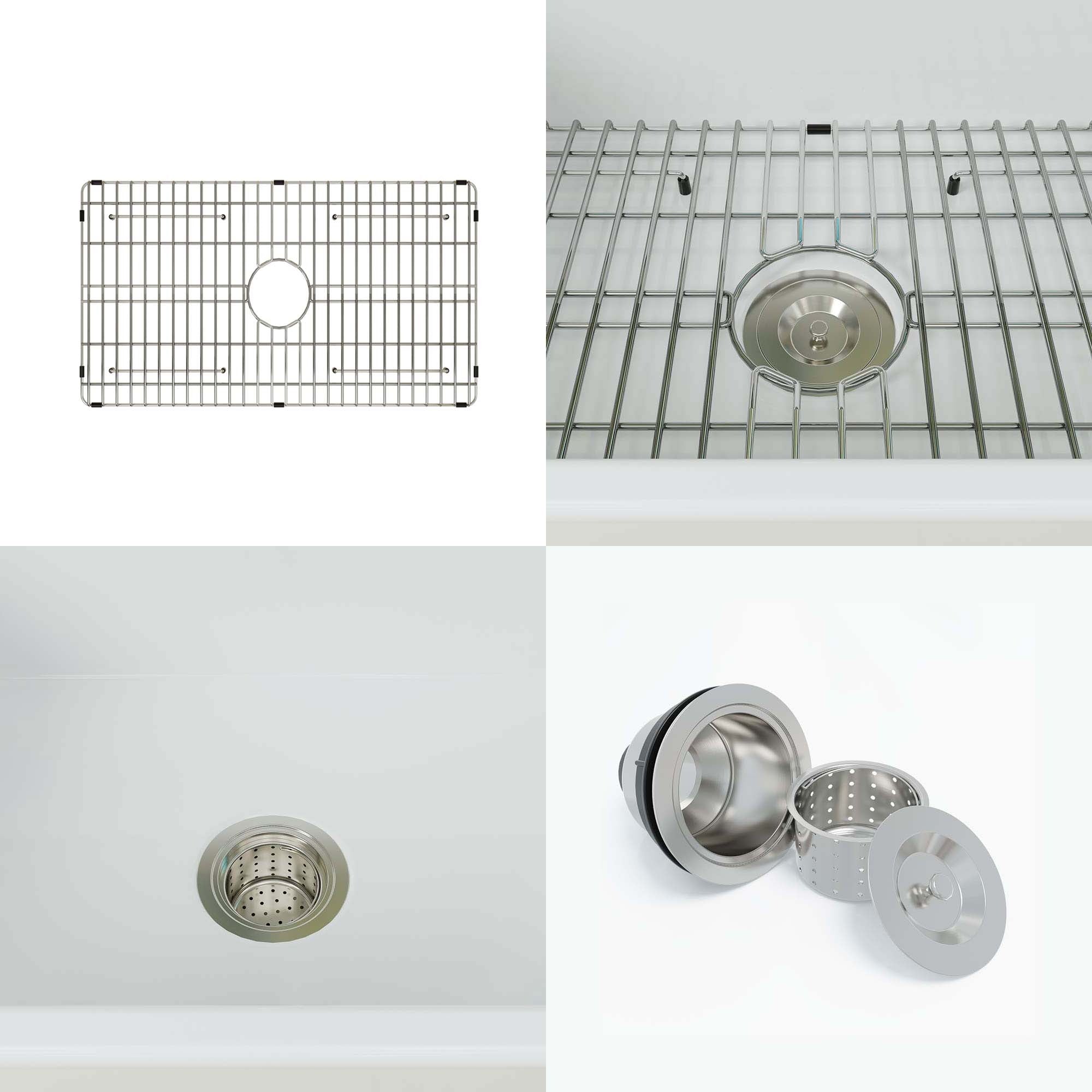 WOODBRIDGE 33" X 20" White Fireclay Single Bowl Farmhouse Apron Front Kitchen Sink, WFKS3320