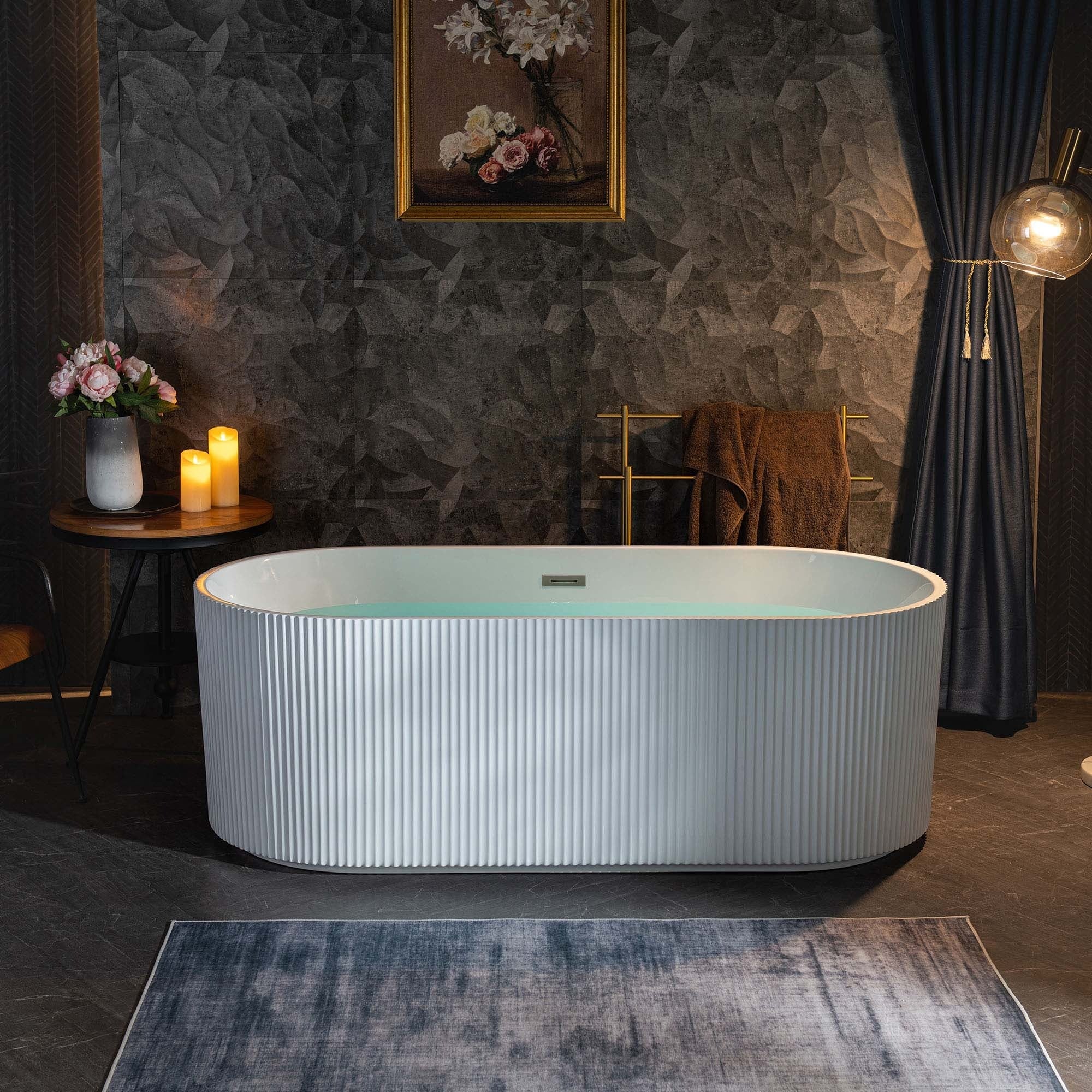 WOODBRIDGE BTA1526 67 in Freestanding Acrylic Soaking Tub - White (Choose Drain Finish)