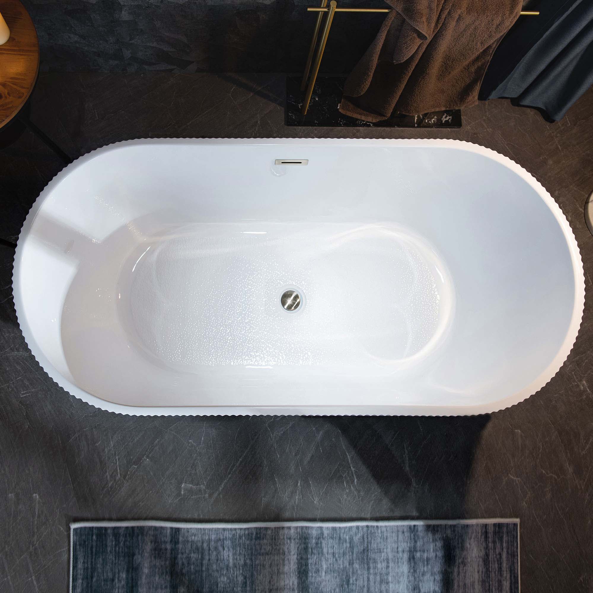 WOODBRIDGE BTA1526 67 in Freestanding Acrylic Soaking Tub - White (Choose Drain Finish)
