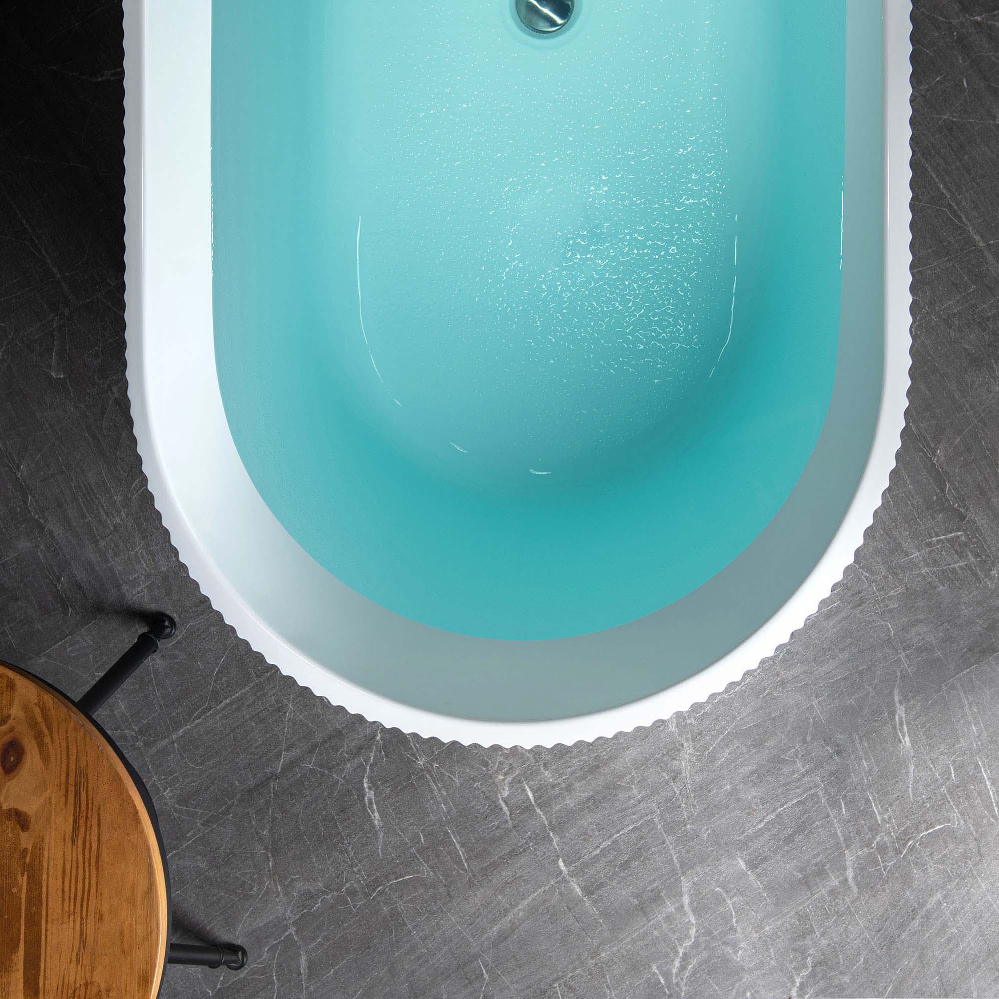 WOODBRIDGE BTA1526 67 in Freestanding Acrylic Soaking Tub - White (Choose Drain Finish)