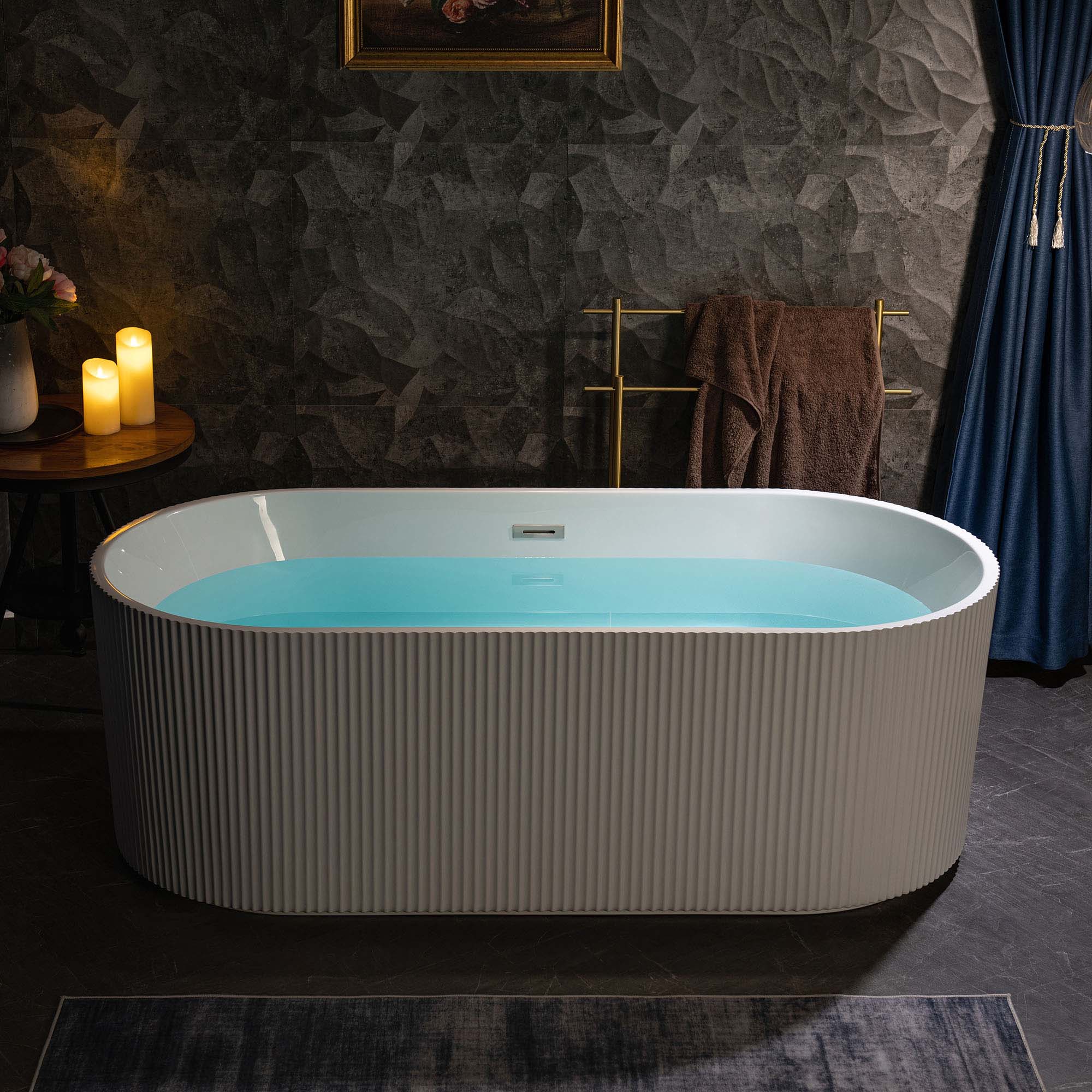 WOODBRIDGE BTA1526 67 in Freestanding Acrylic Soaking Tub - White (Choose Drain Finish)