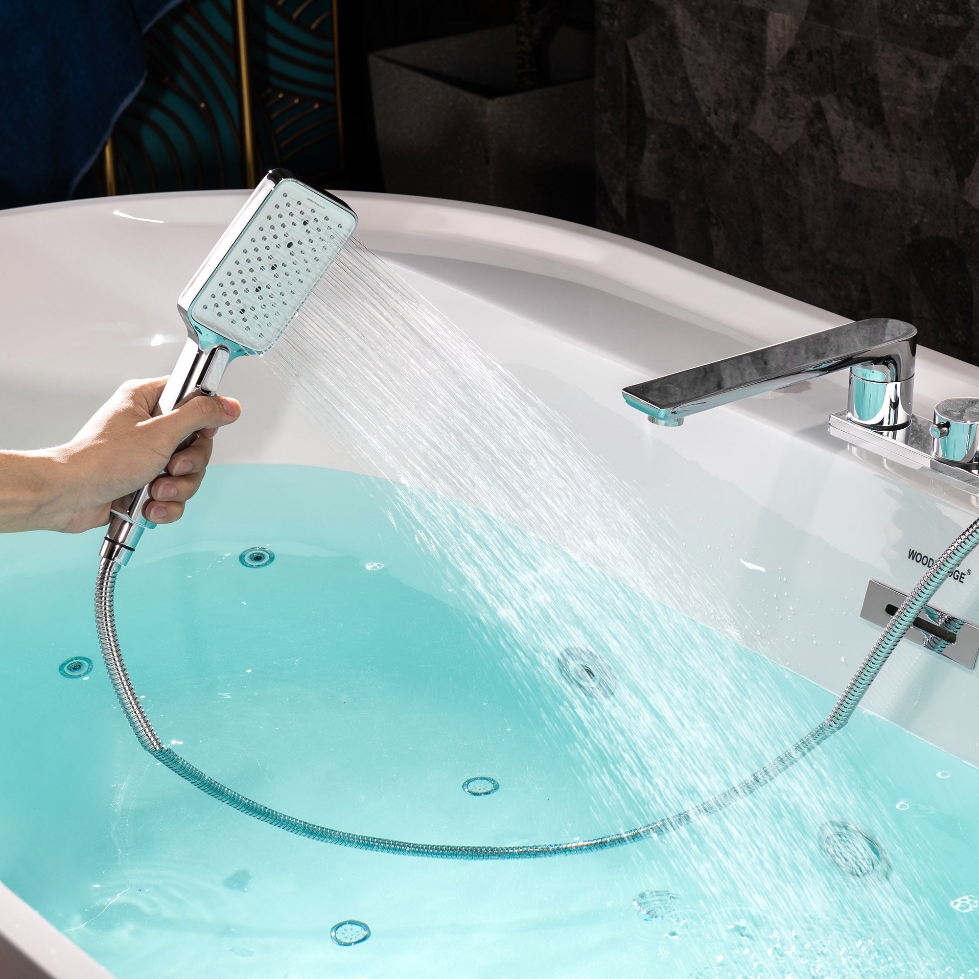 WOODBRIDGE 72" x 35-3/8" Whirlpool and Air Bath Heated Soaking Combination Tub