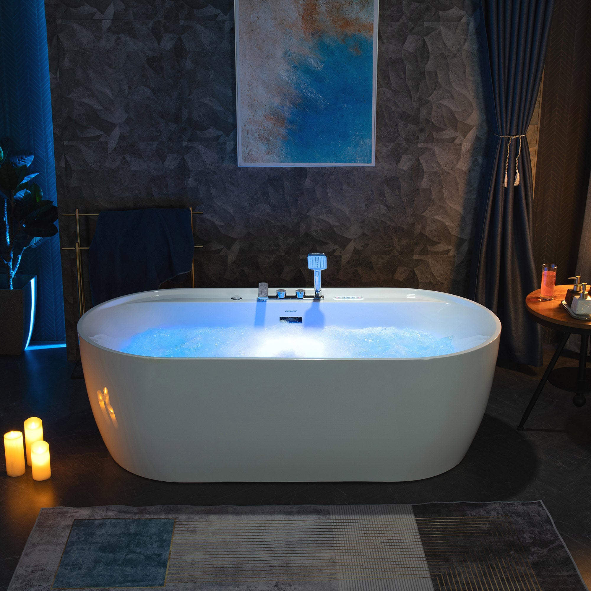 WOODBRIDGE 72" x 35-3/8" Whirlpool and Air Bath Heated Soaking Combination Tub