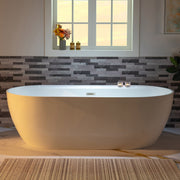 WOODBRIDGE 72" Acrylic Freestanding Bathtub Contemporary Soaking Tub with Drain & Overflow, B0059