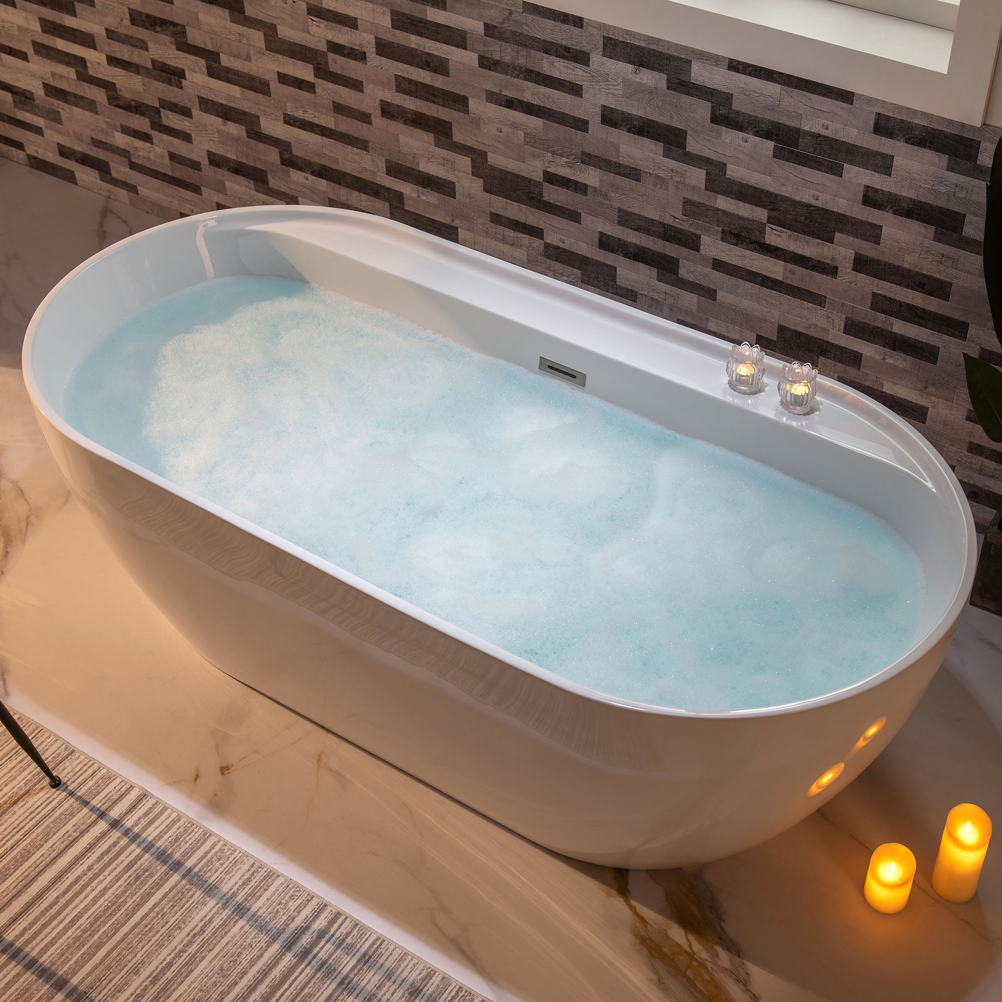WOODBRIDGE 72" Acrylic Freestanding Bathtub Contemporary Soaking Tub with Drain & Overflow, B0059